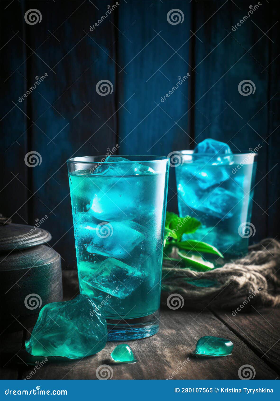 Blue Lagoon Cocktail. Summer Refreshing Cocktail. Stock Illustration