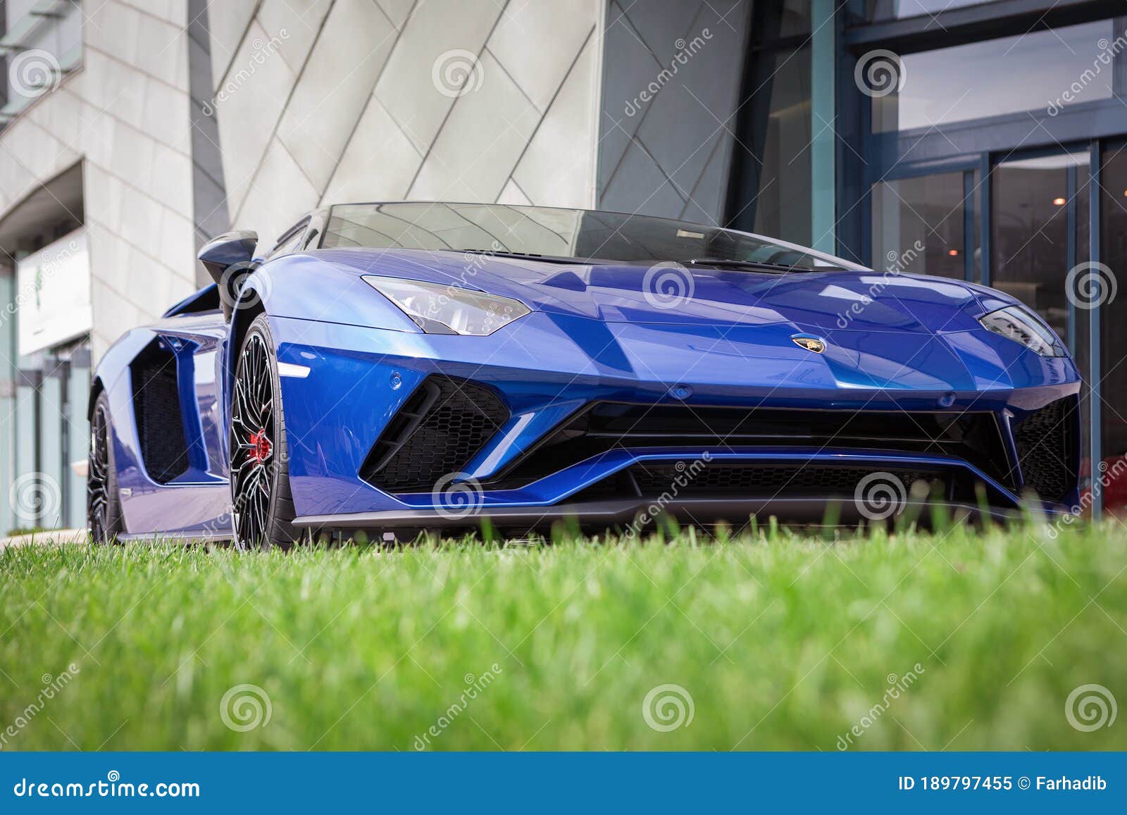 Blue Lamborghini Aventador editorial image. Image of rich - 189797455