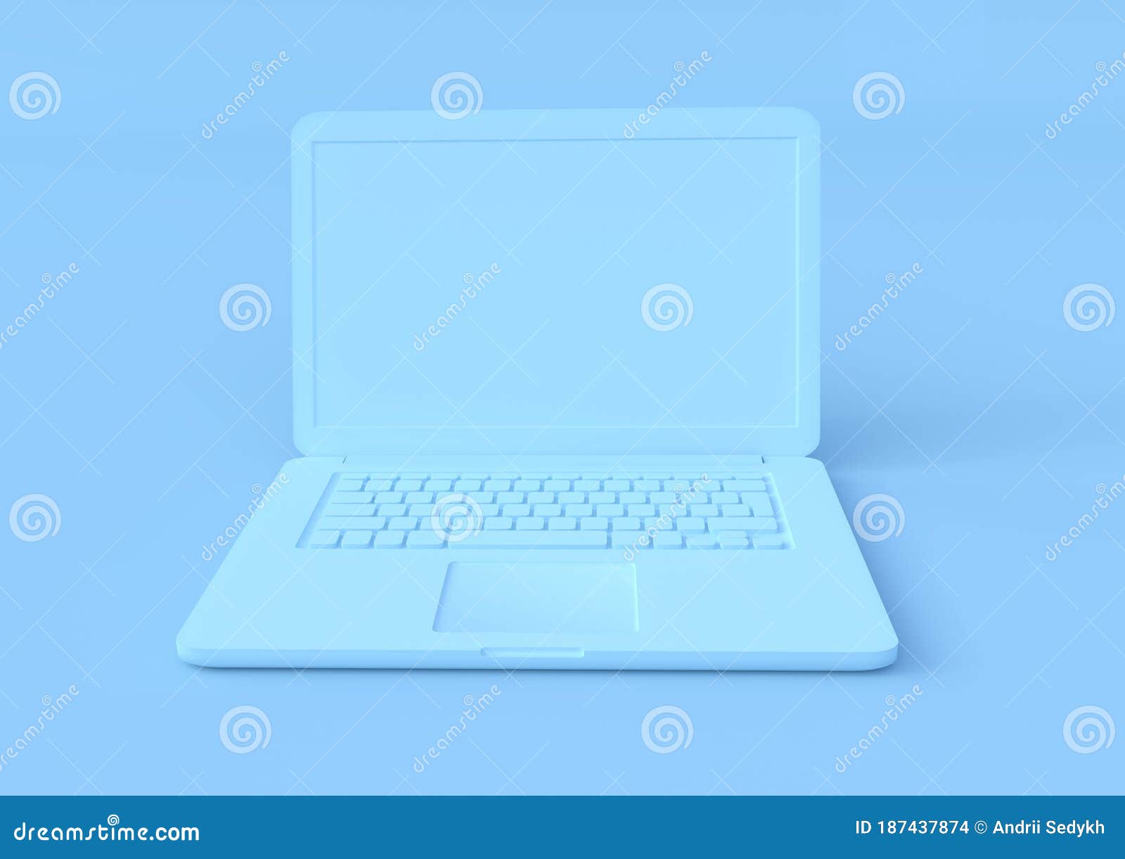 Blue Laptop Isolated on a Blue Background Stock Illustration