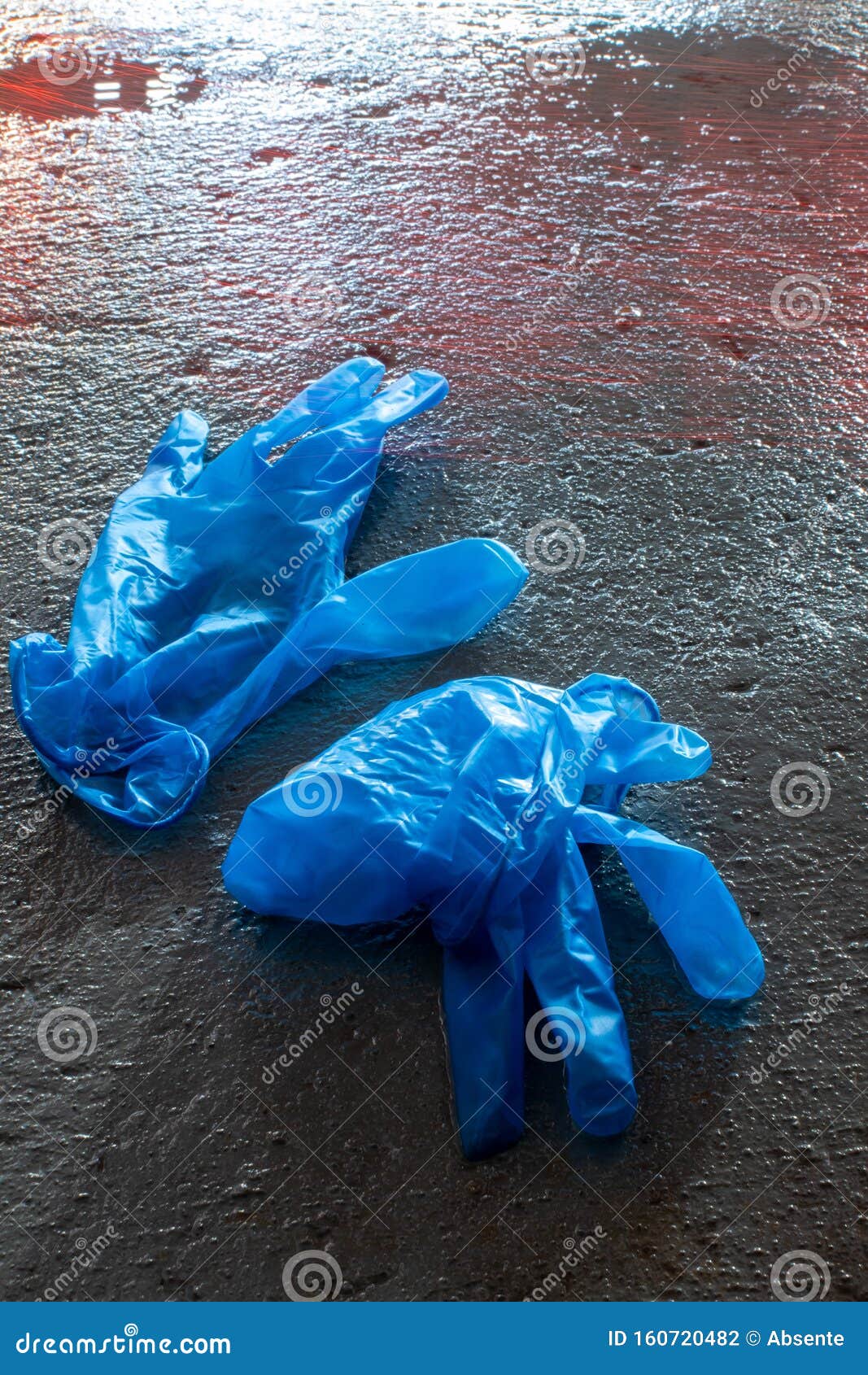 Blue Latex Gloves On The Floor Stock Photo Image Of Dirty Light
