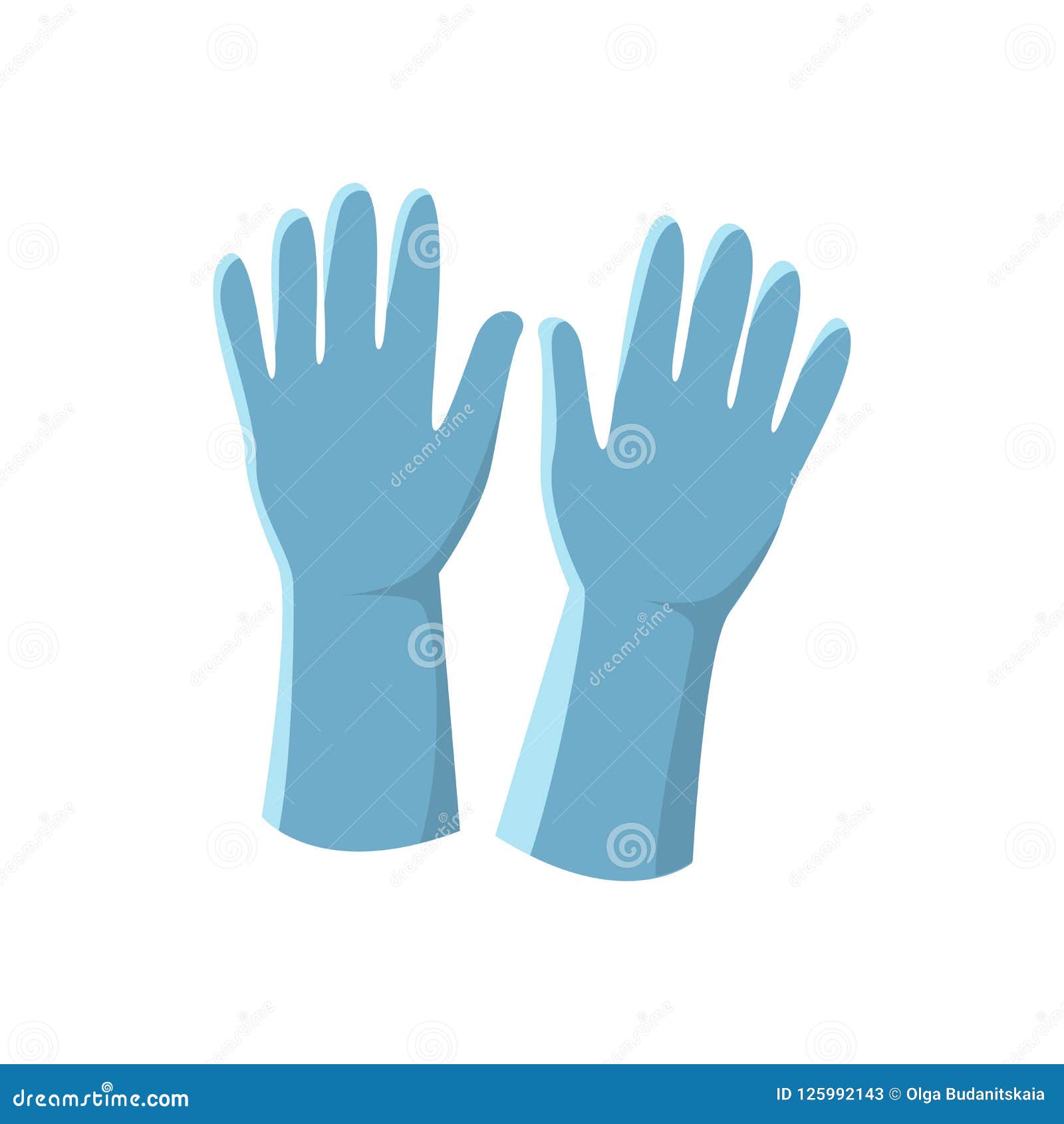 blue latex gloves    on white background.