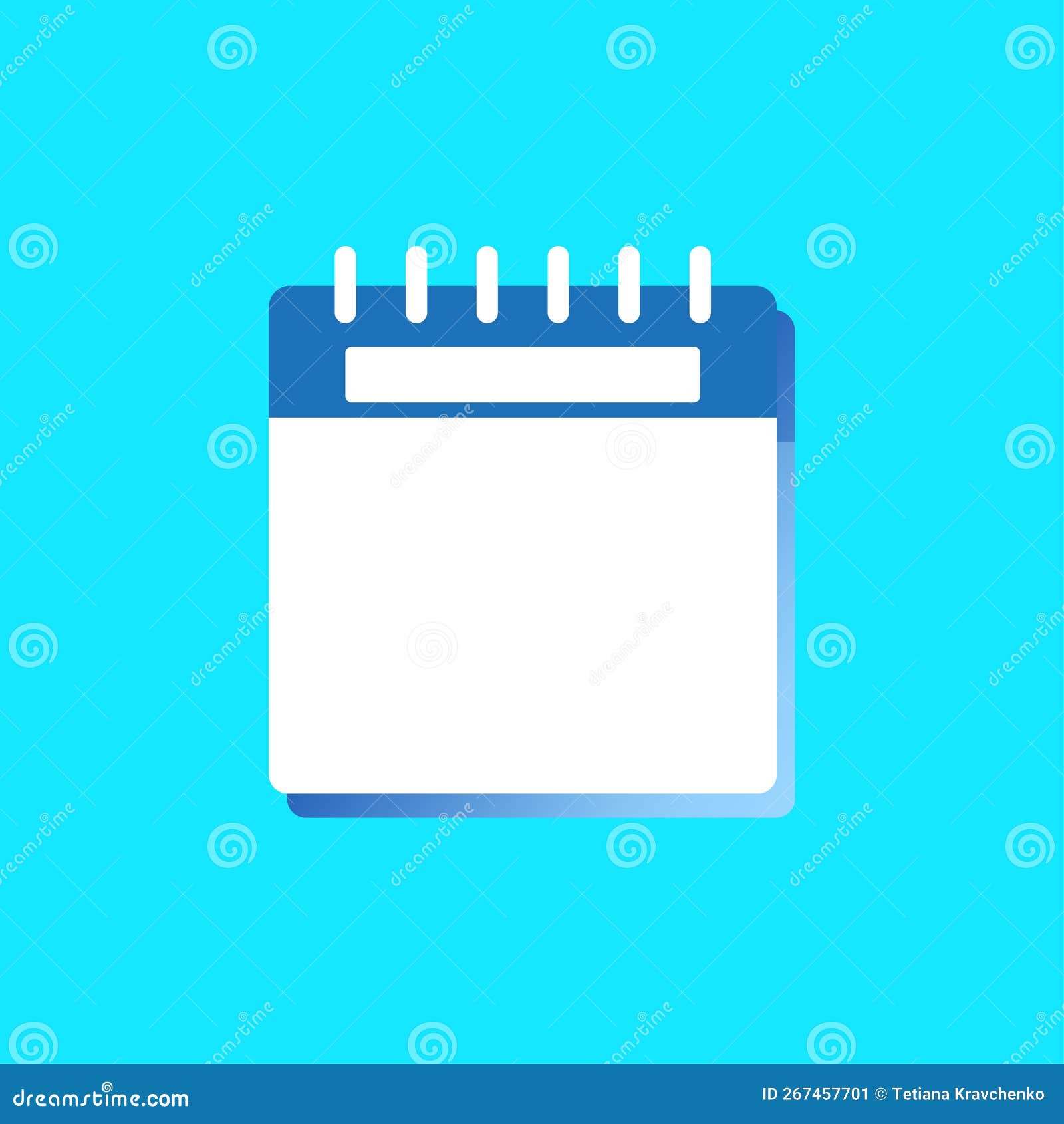 Blue Leaf Calendar Spiral. Monthly Calendar. Diary Calendar. Vector