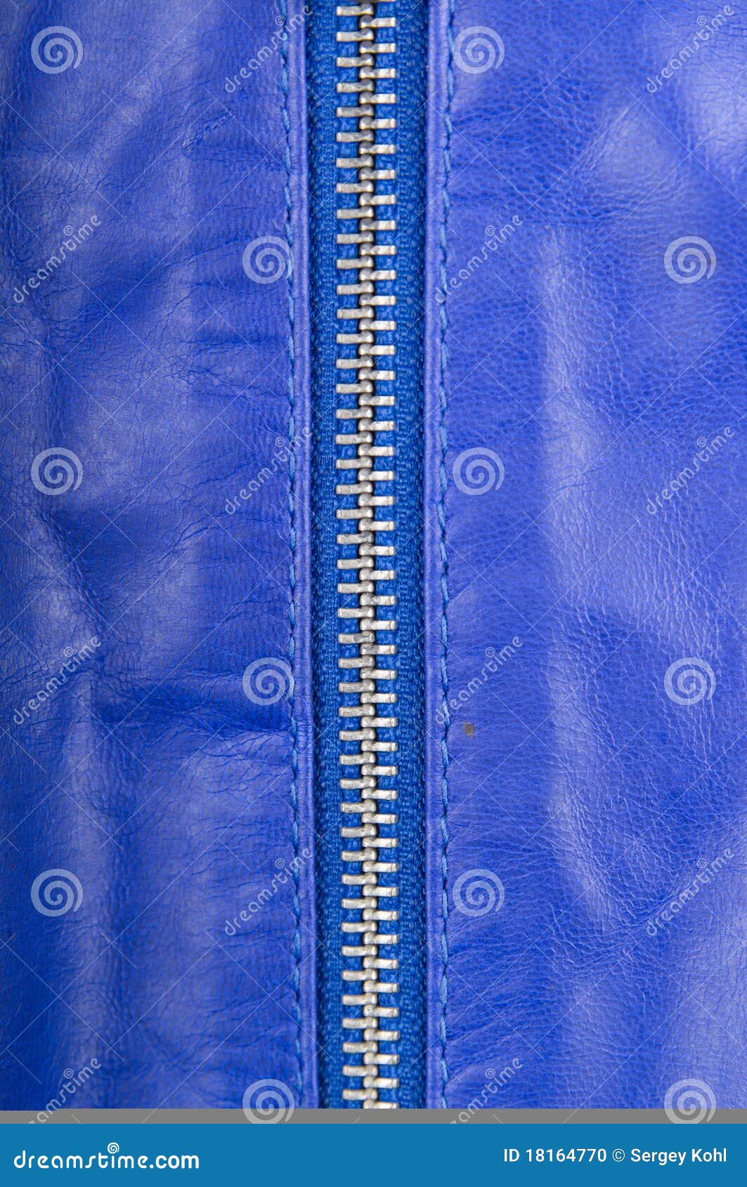Blue Leather and Locking Zipper Stock Photo Image of textured, effect