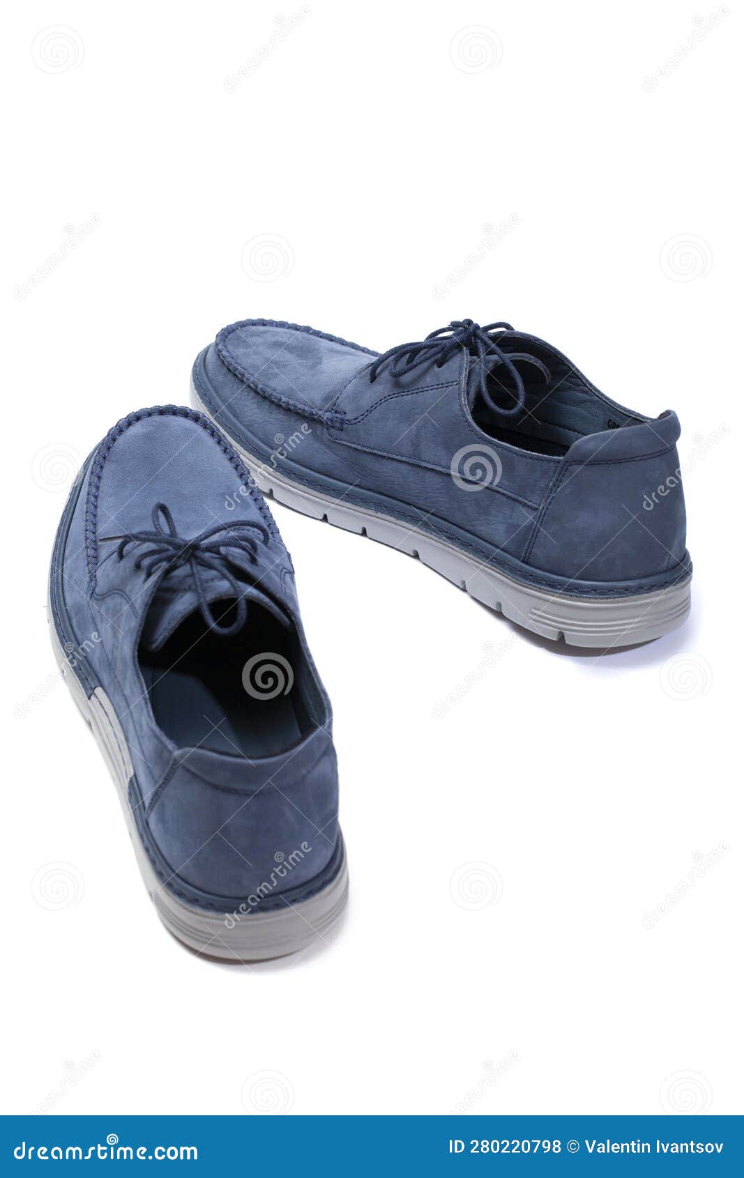 Blue Leather Men S Shoes on a White Background Stock Photo - Image of ...