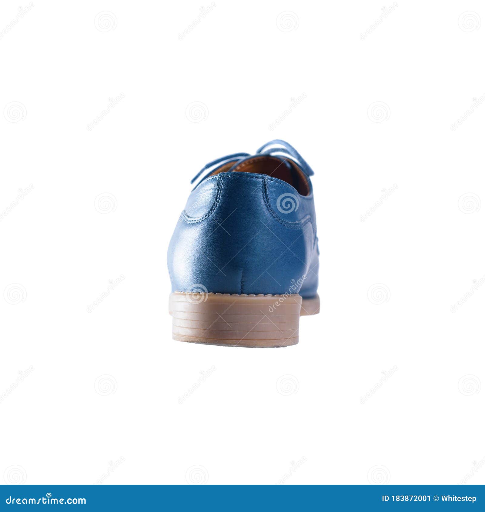 Blue Leather Shoes in Perspective and Isolated on White Stock Image ...