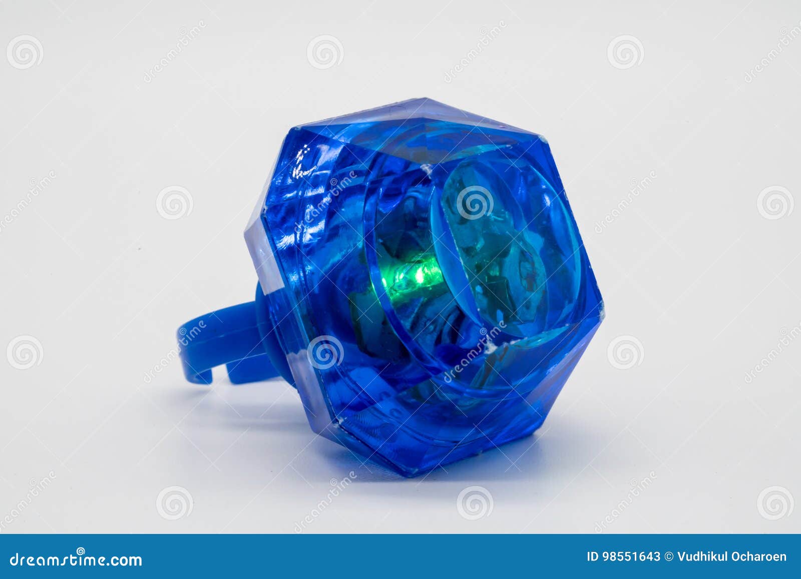 Blue LED Plastic Diamond Ring Toy Isolated on White Stock Image Image