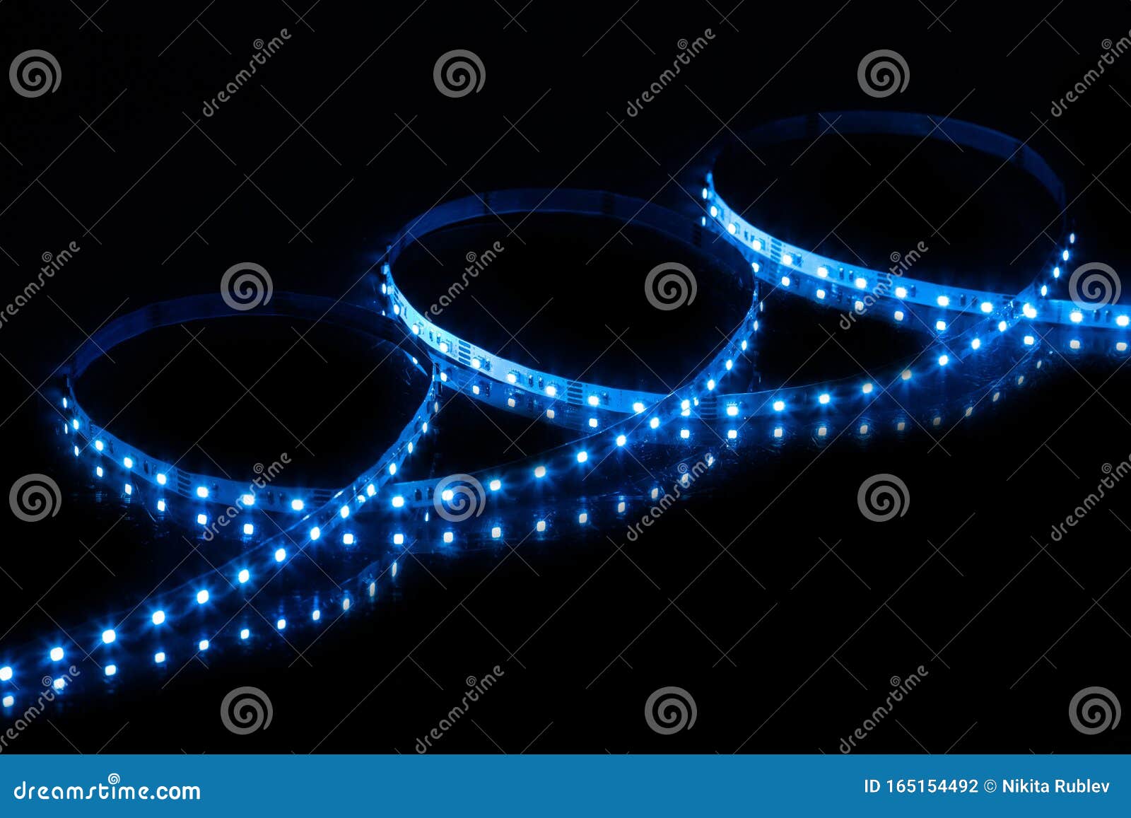 Blue Led Strip Tape On Black Background Stock Photo Image Of
