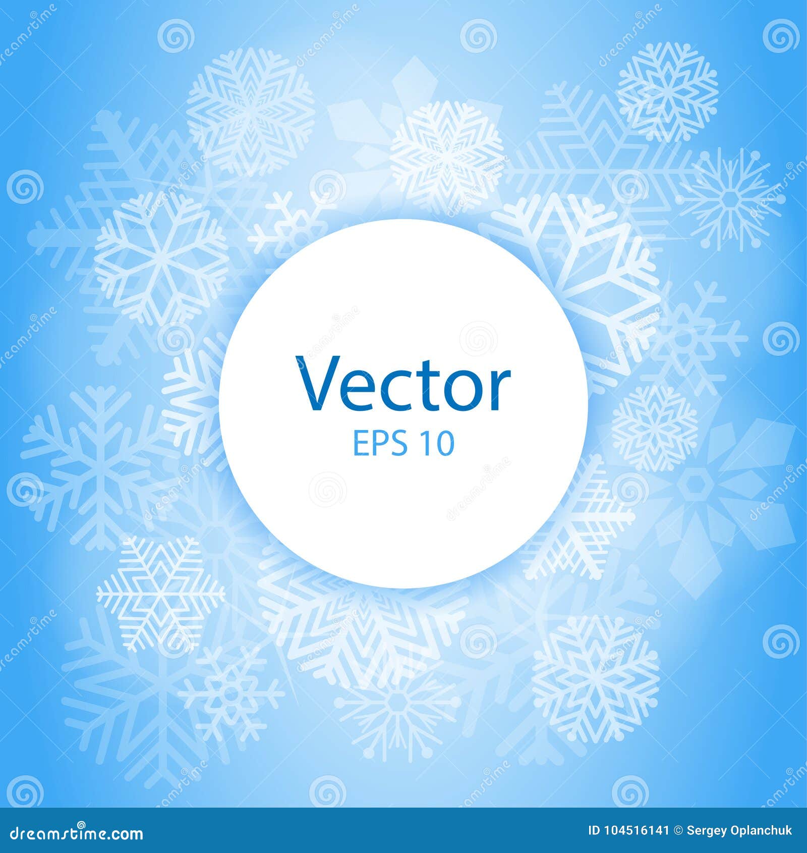 Download Blue Light Abstract Circle Frame With Snowflakes ...
