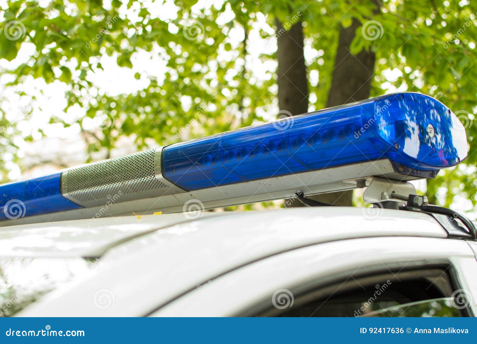 Blue Light Bar on the Police Car Stock Photo Image of disaster, auto
