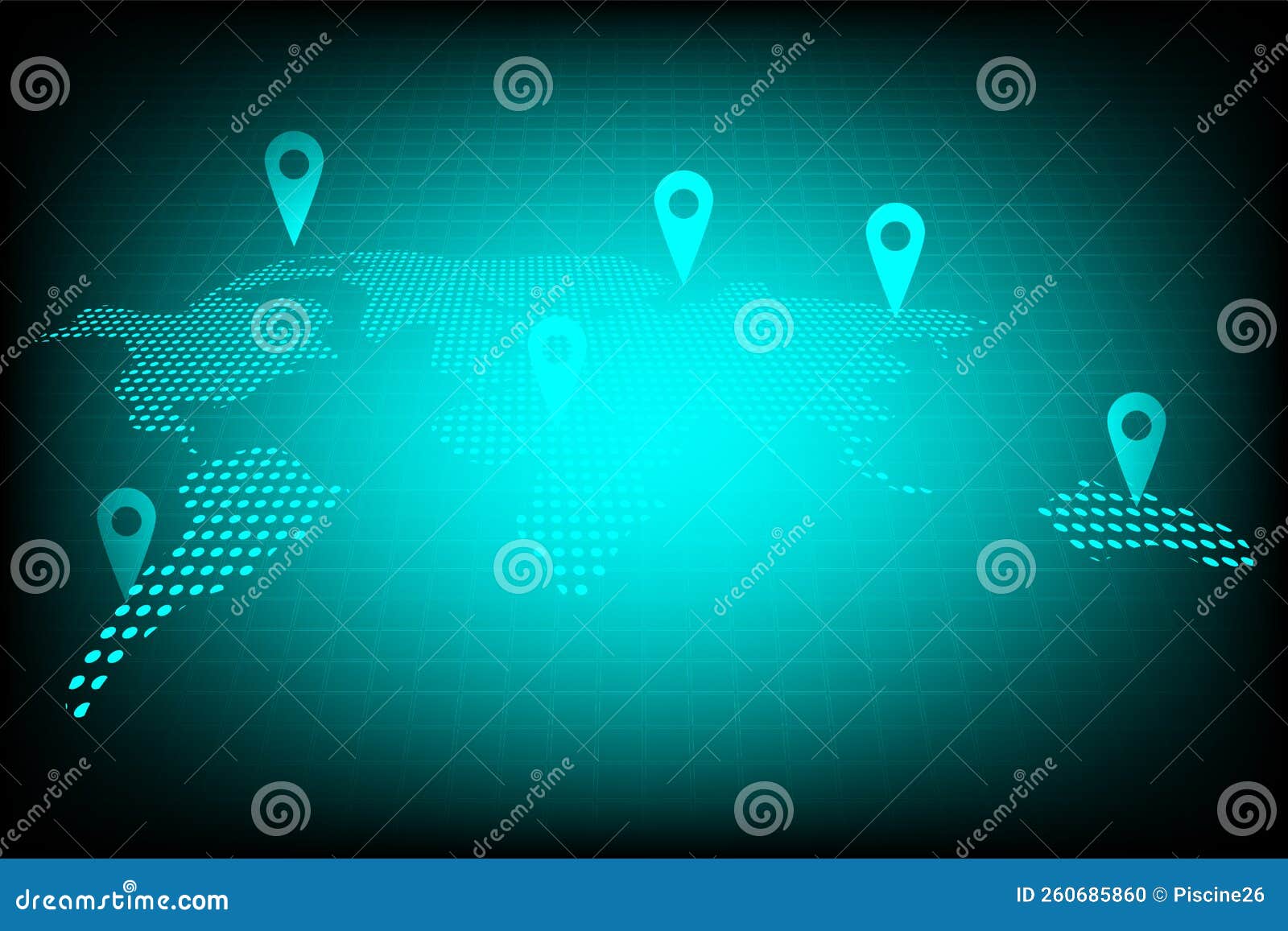 Blue Light of World Map for Global Connection Abstract Background Stock