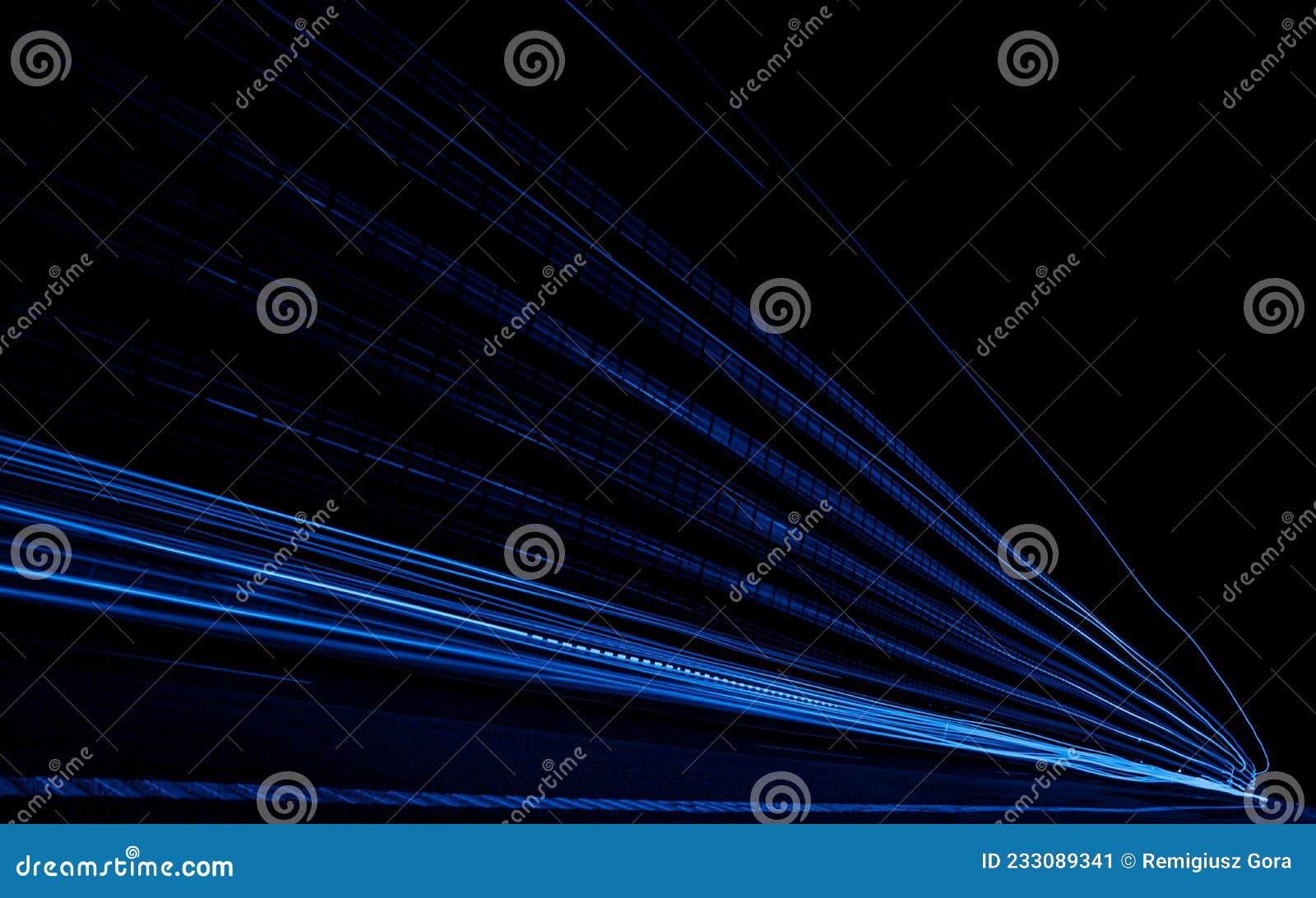 Blue Lights of Cars with Night. Long Exposure Stock Image Image of