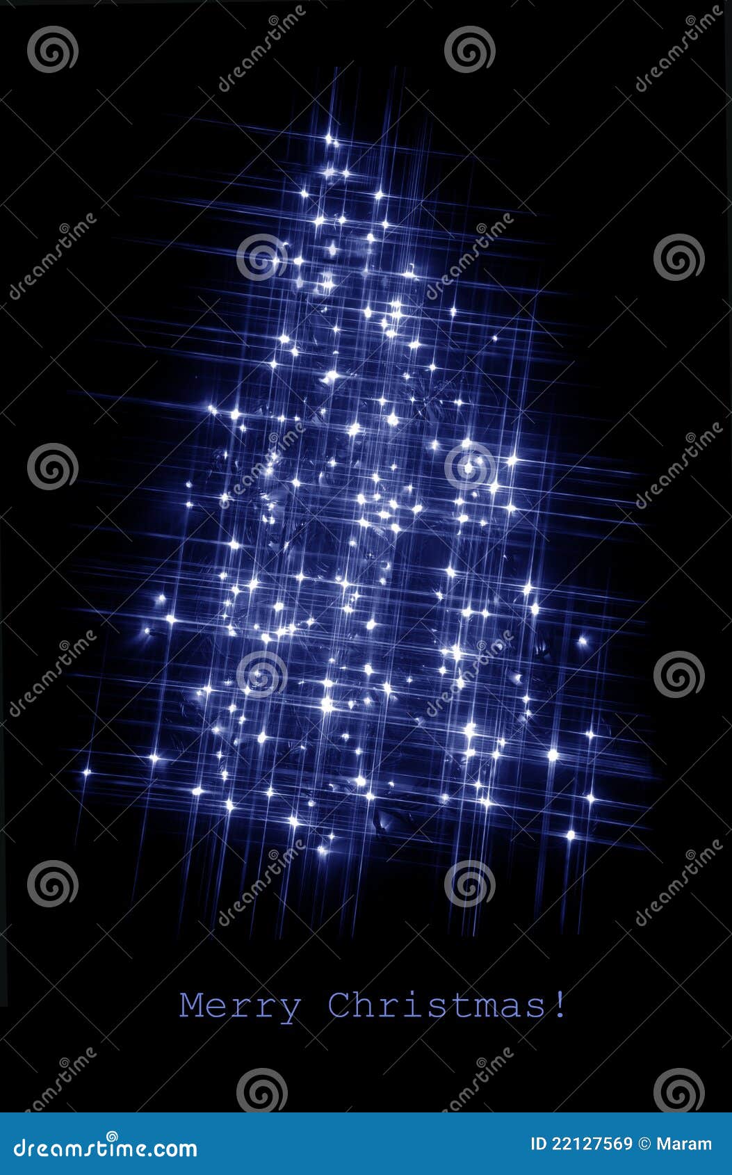 Blue lights christmas tree stock image. Image of light 22127569
