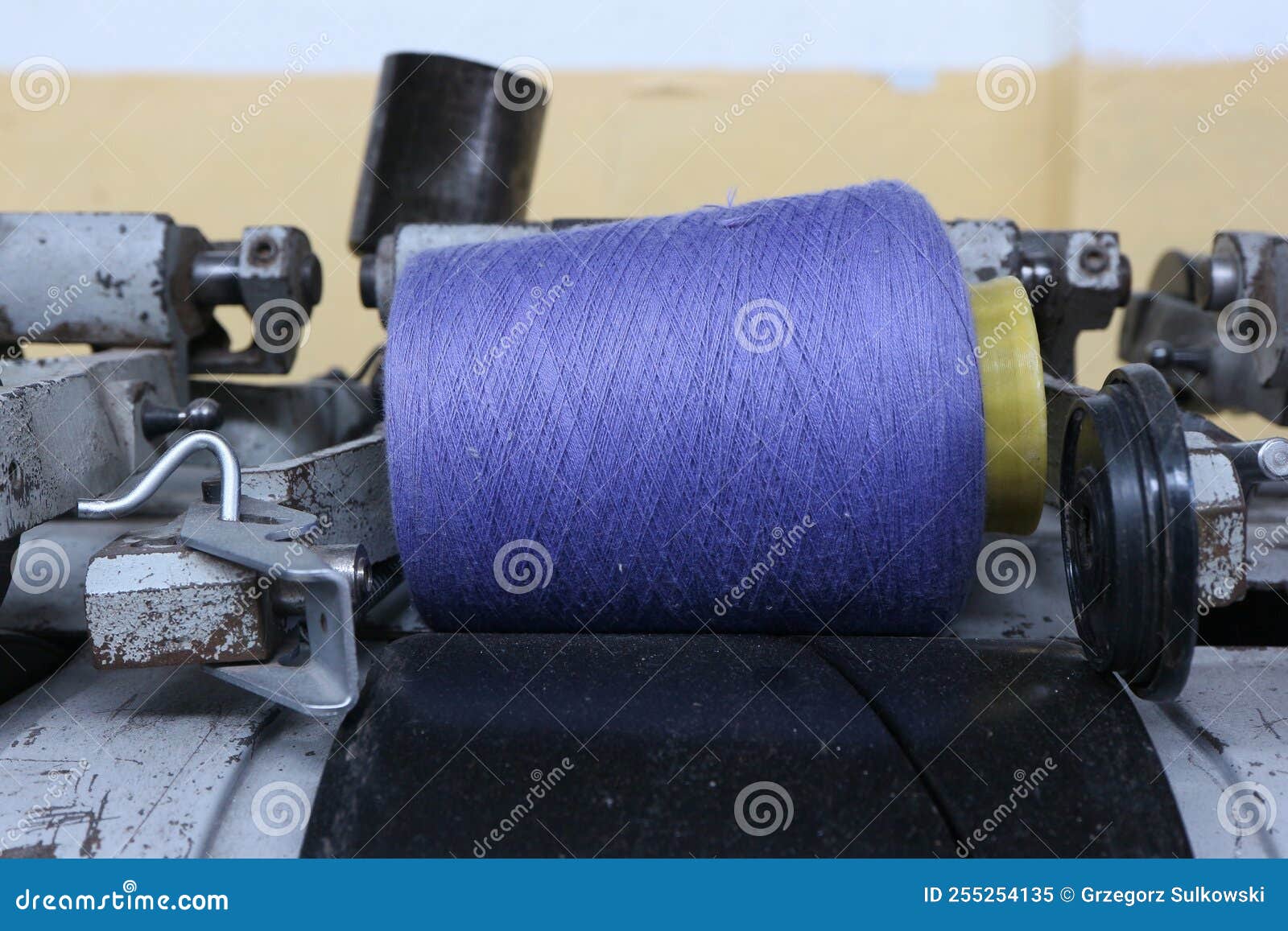 Blue linen threads stock image. Image of factory, material 255254135