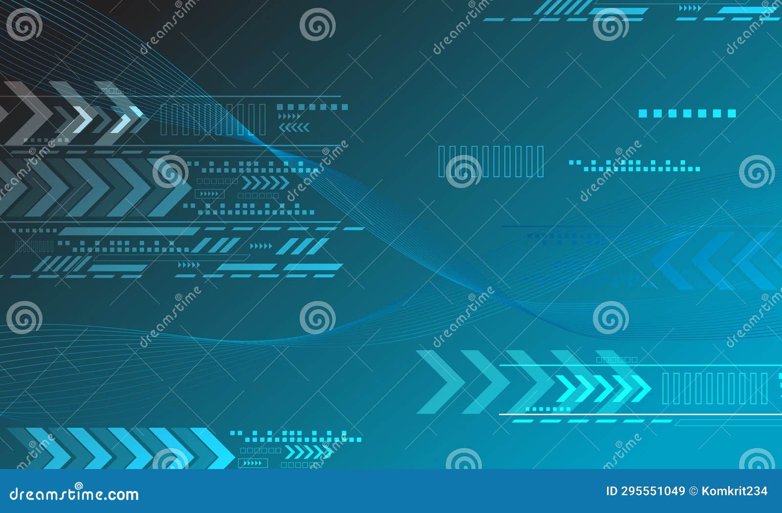 blue lines connection networking with wave curve abstract technology background