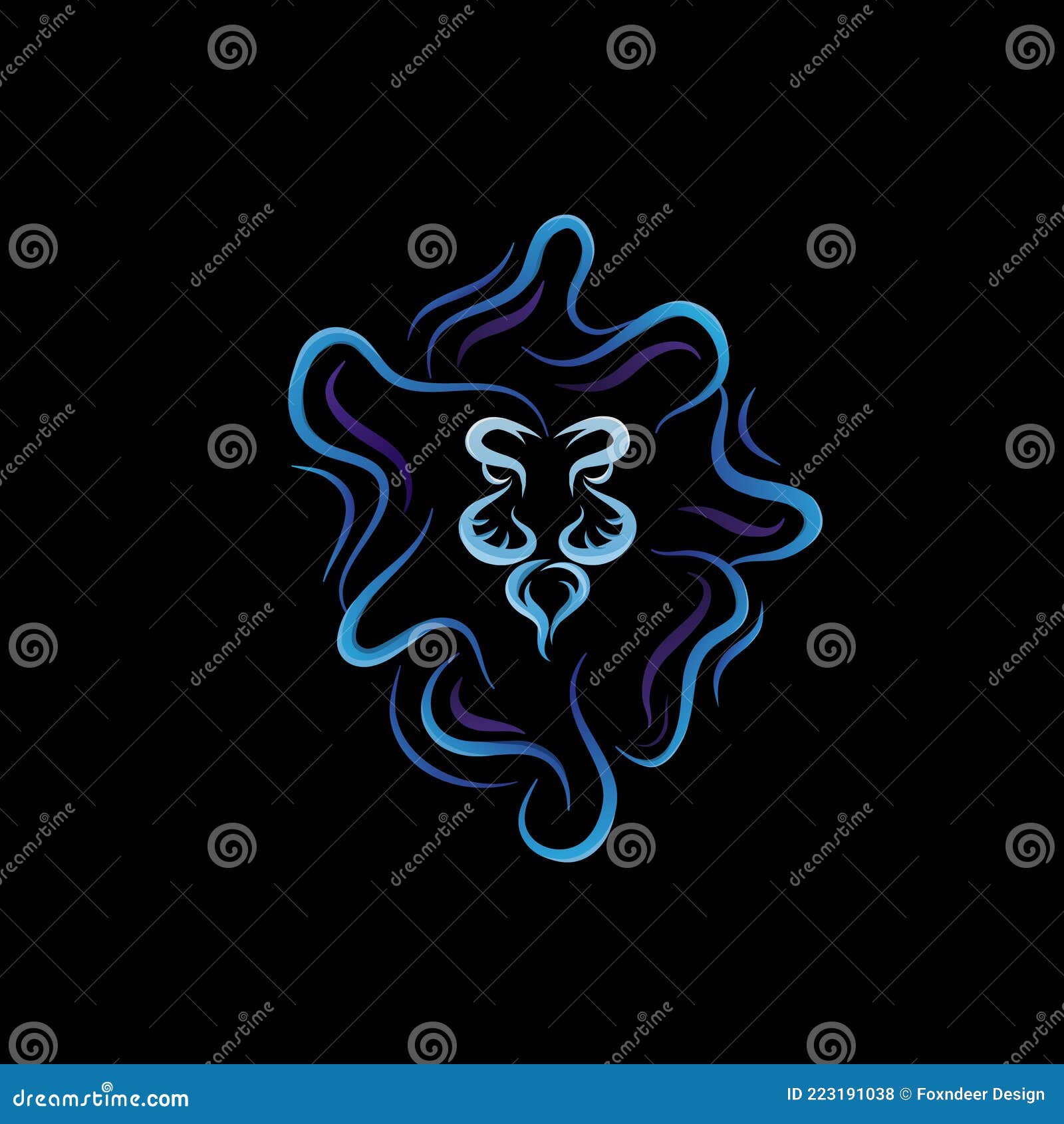 Blue Lion Waves Logo Mascot Design Stock Vector Illustration Of Football Safari