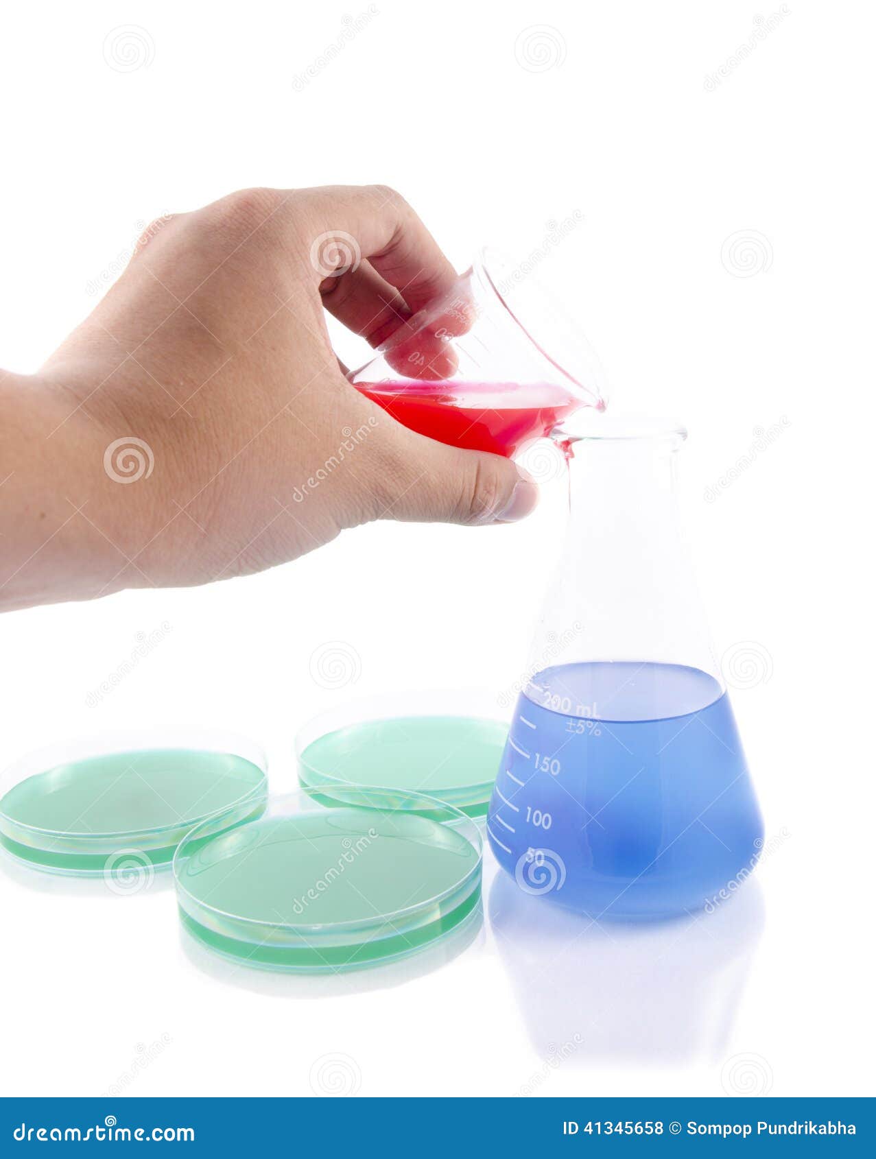 A Blue Liquid in an Erlenmeyer Flask and Test Tube Isolated Background