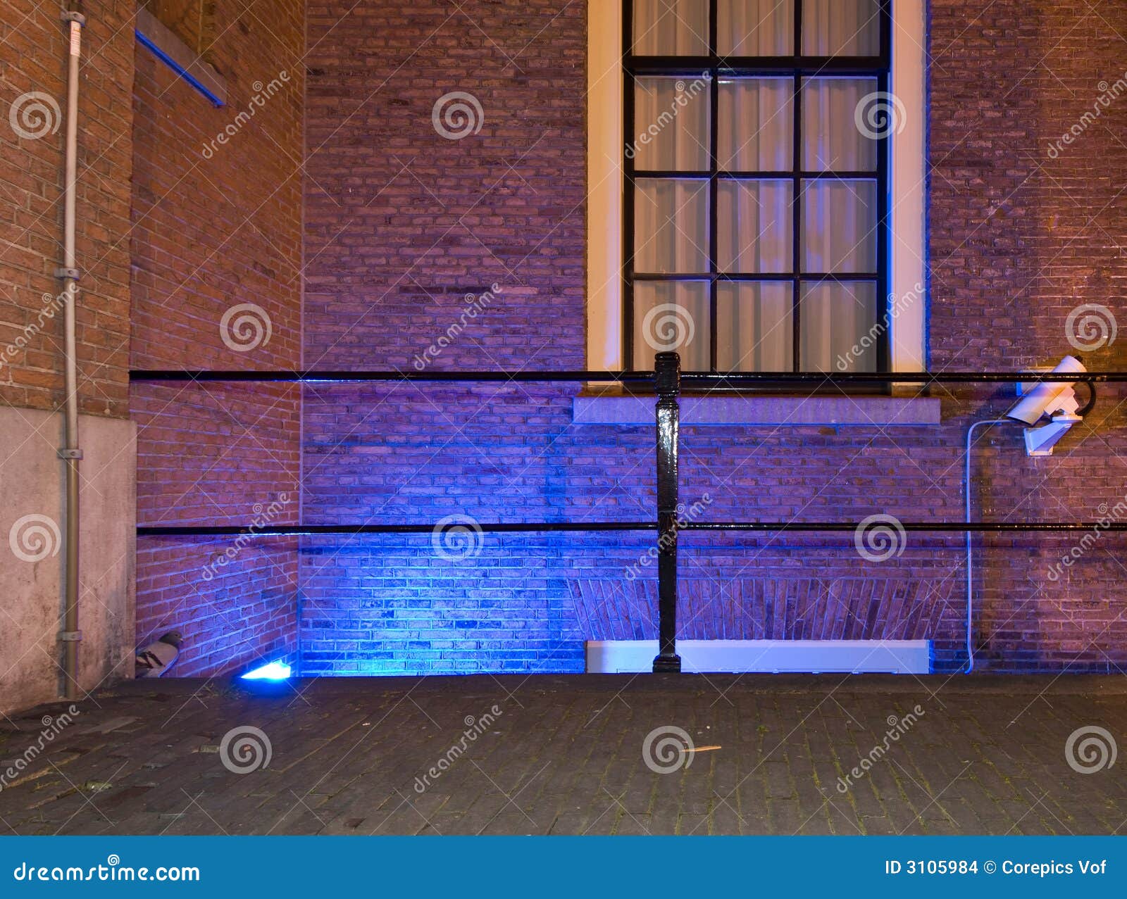Blue Lit Entrance with Camera Stock Photo Image of drain, bluli 3105984