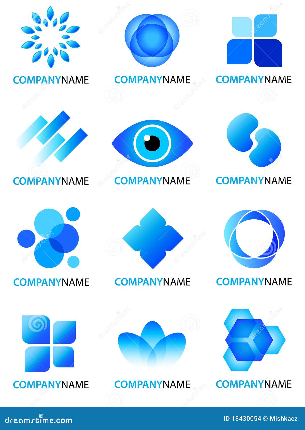 Blue logo collection stock vector. Illustration of company 18430054
