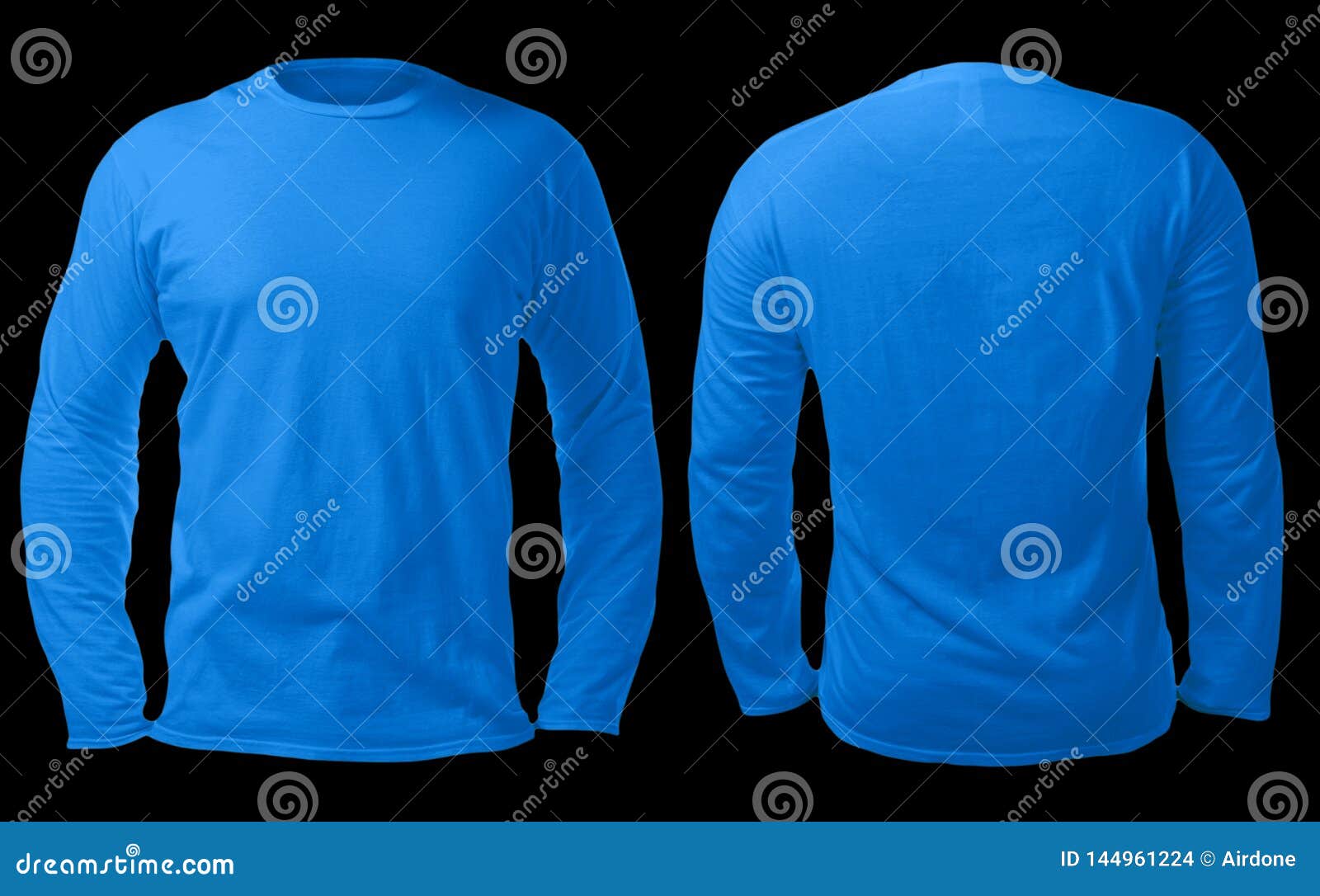 Download Blue Long Sleeved Shirt Design Template Stock Photo Image Of Outfit Mockup 144961224