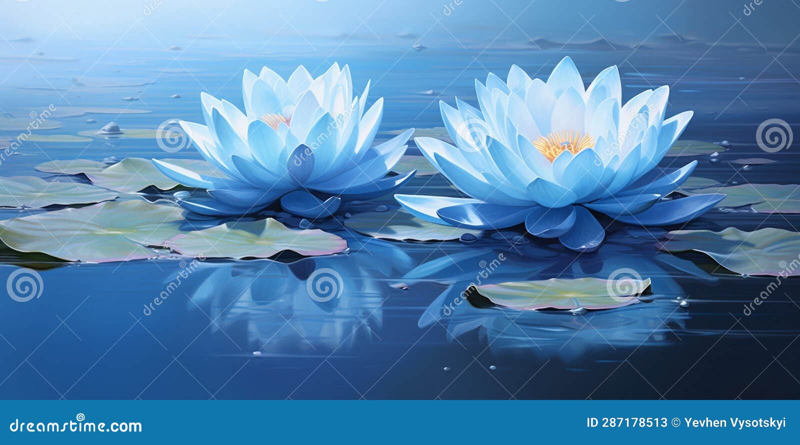 Blue Lotus Blue Lotus Water Surface Reflection in Wate_015 Stock