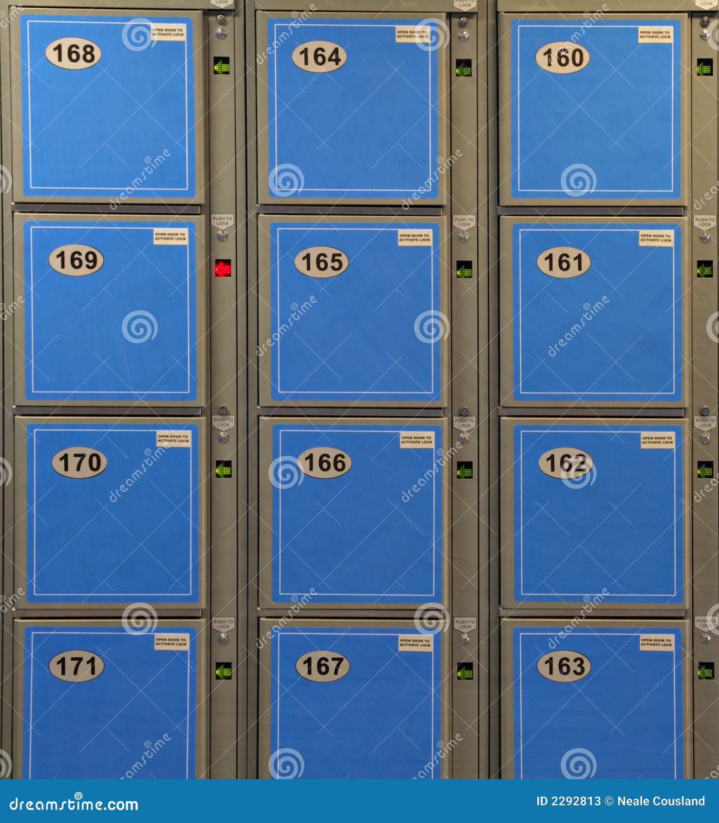 Blue Luggage Lockers stock image. Image of lock, secure 2292813