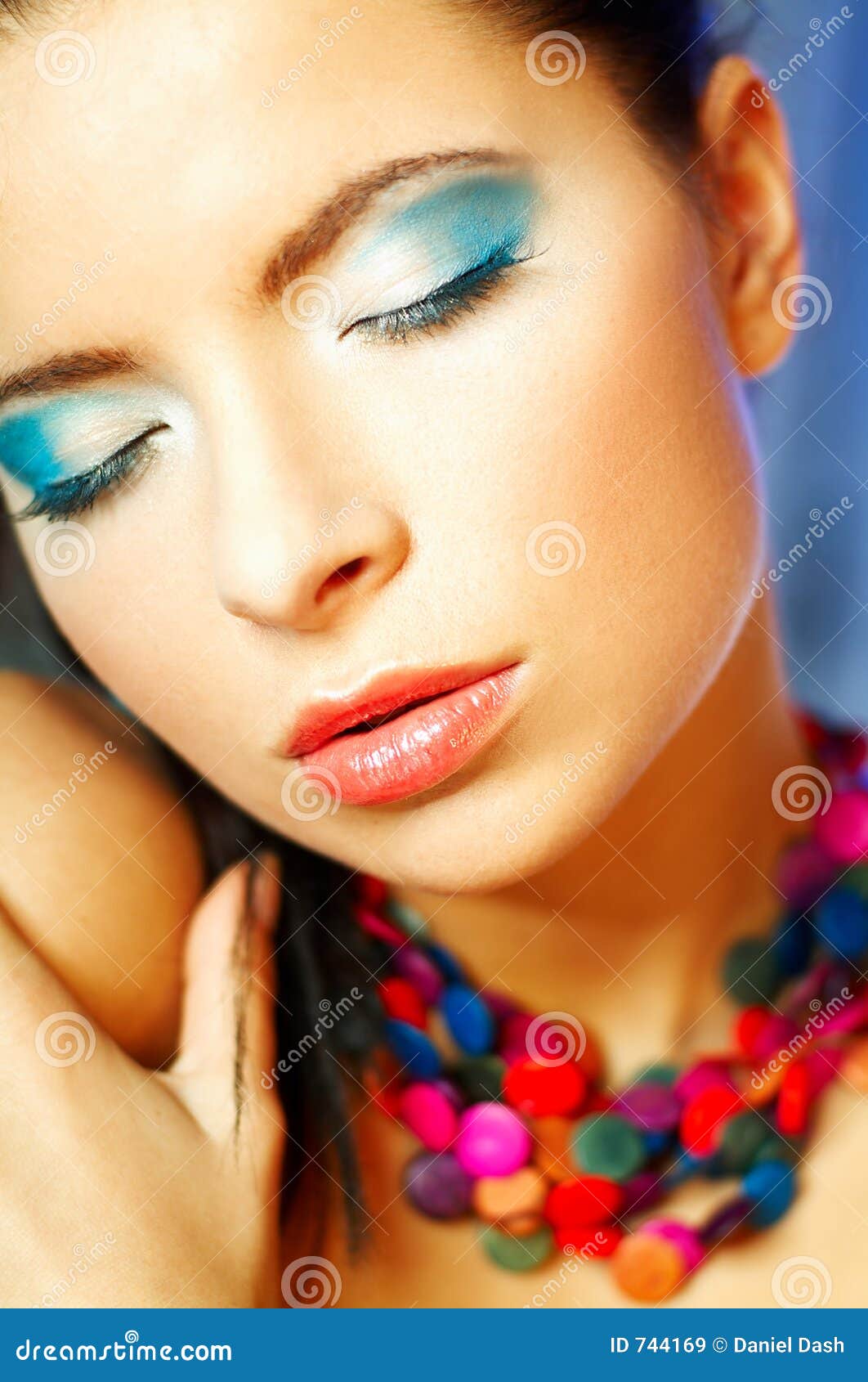 Blue Makeup stock image. Image of glamour, eyes, smile 744169