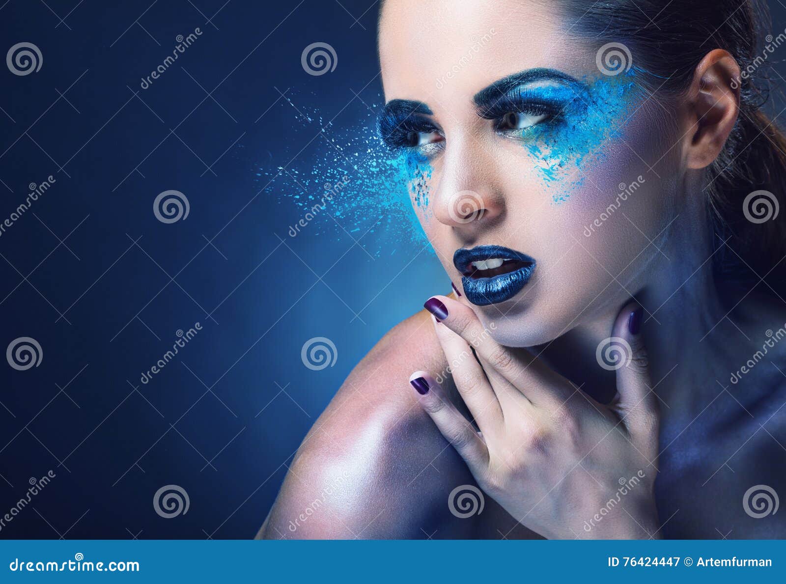 Blue makeup stock image. Image of black, bright, creativity 76424447