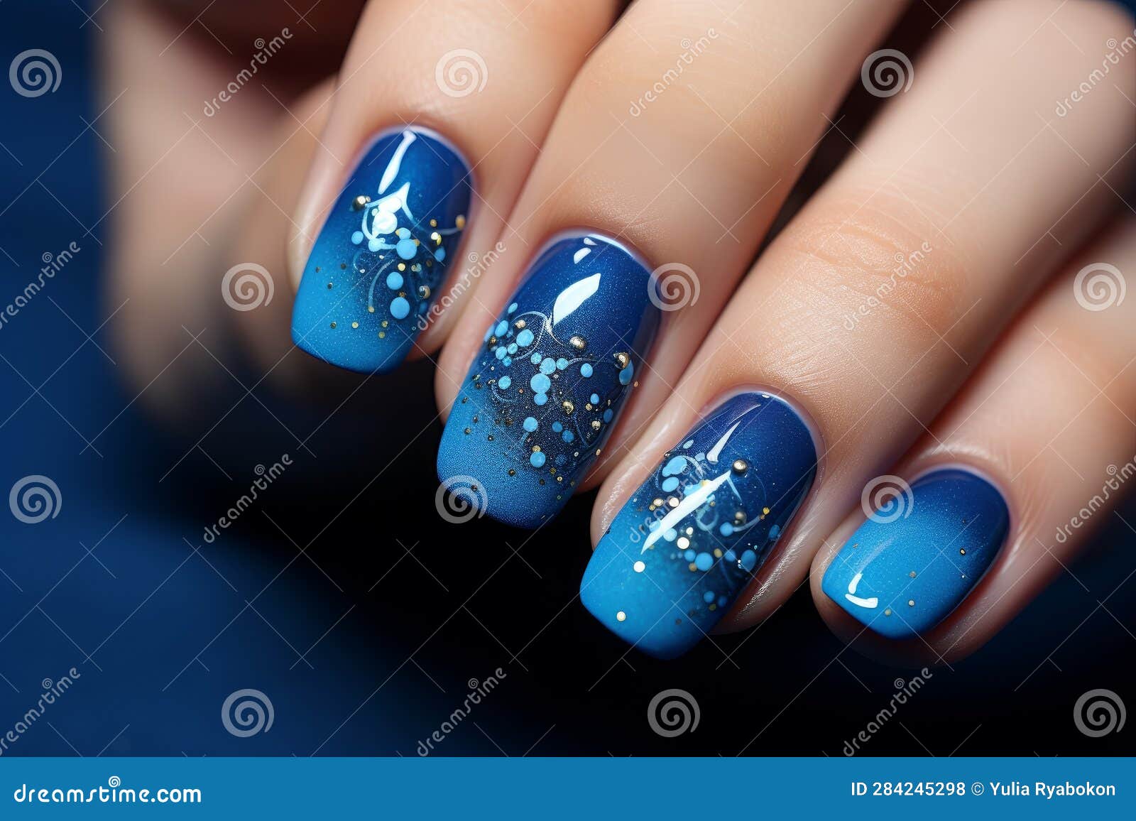 Blue Manicures Nails. Generate Ai Stock Illustration - Illustration of ...