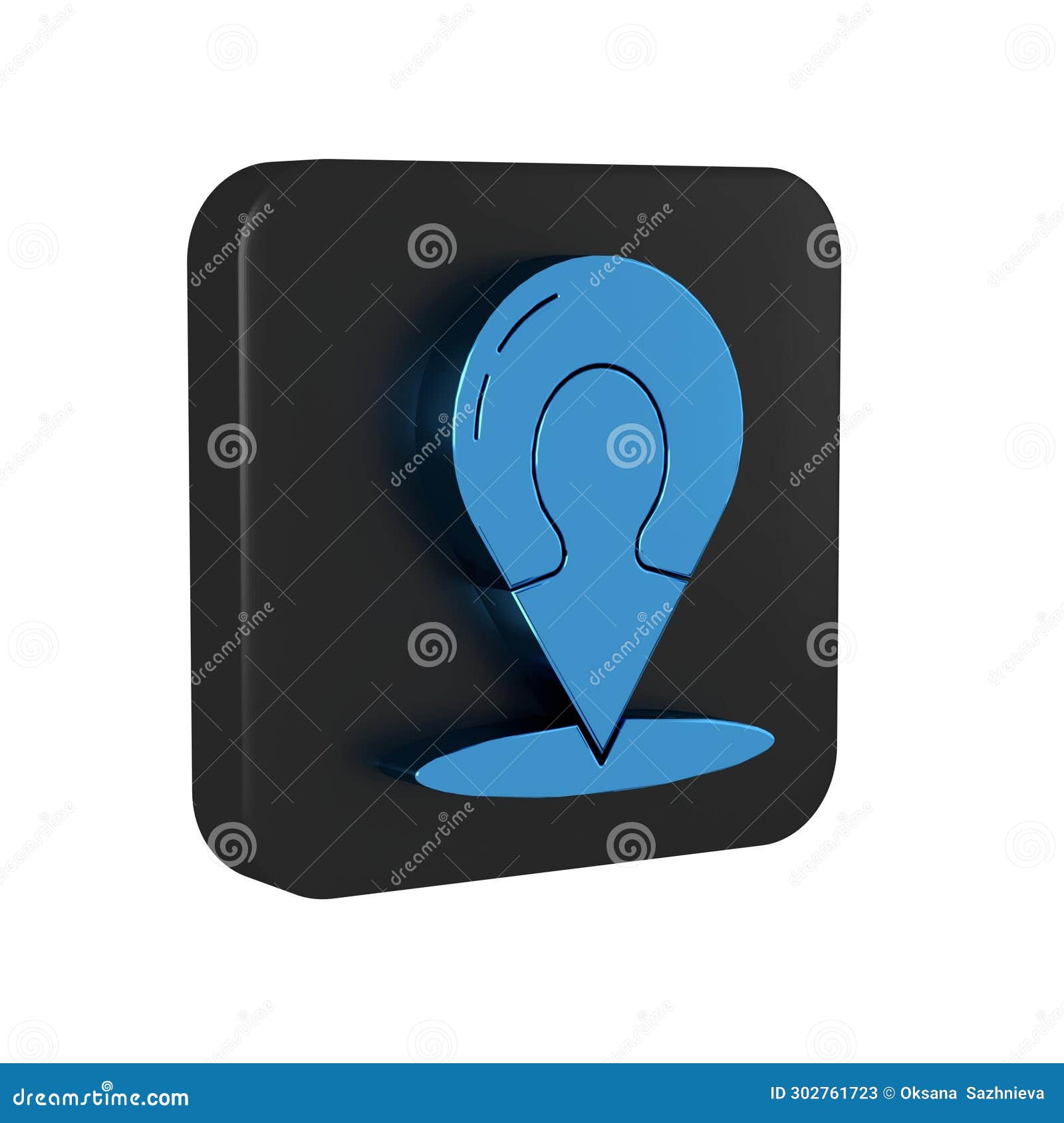 Blue Map Marker with a Silhouette of a Person Icon Isolated on 