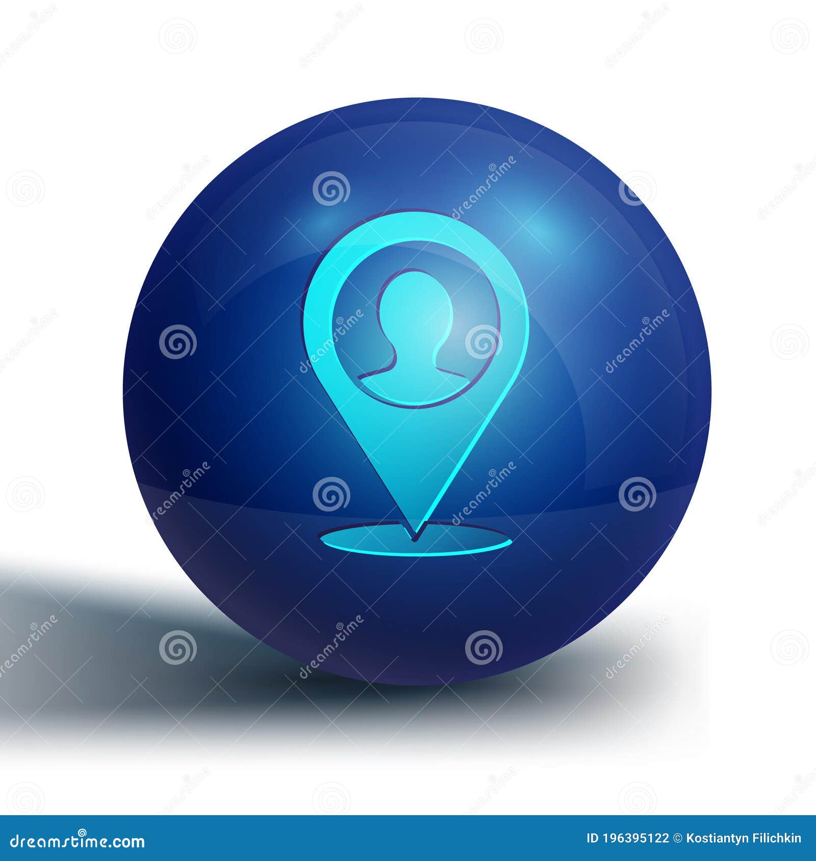 Blue Map Marker with a Silhouette of a Person Icon Isolated on 