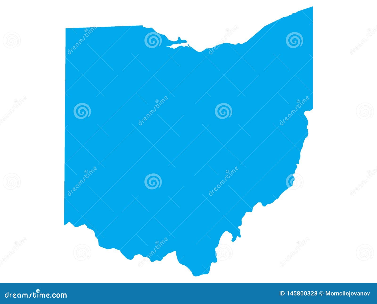 Blue Map of US State of Ohio Stock Vector Illustration of federal