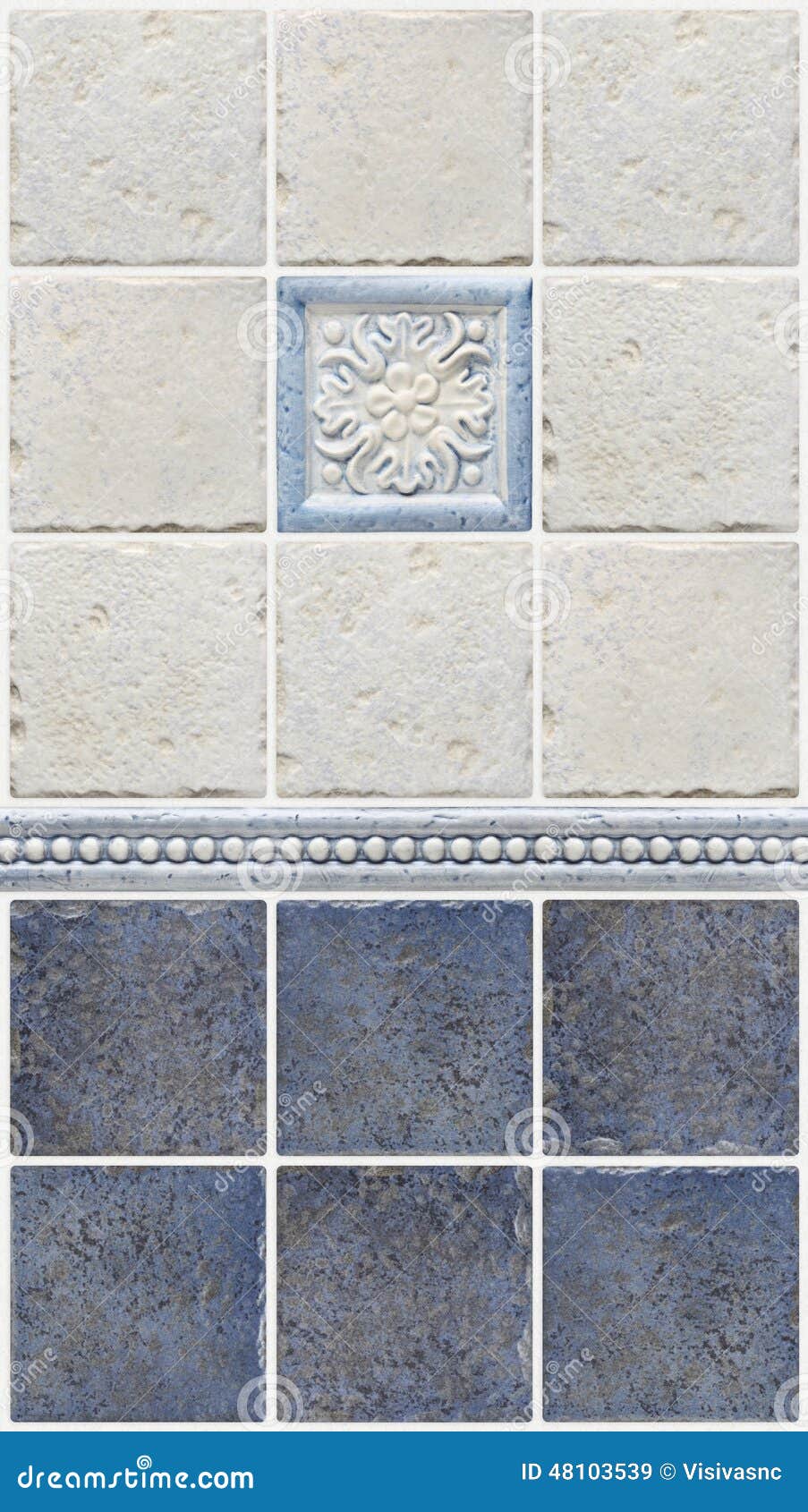 Blue Marble Tiles with Floral Decorations Stock Image Image of gray