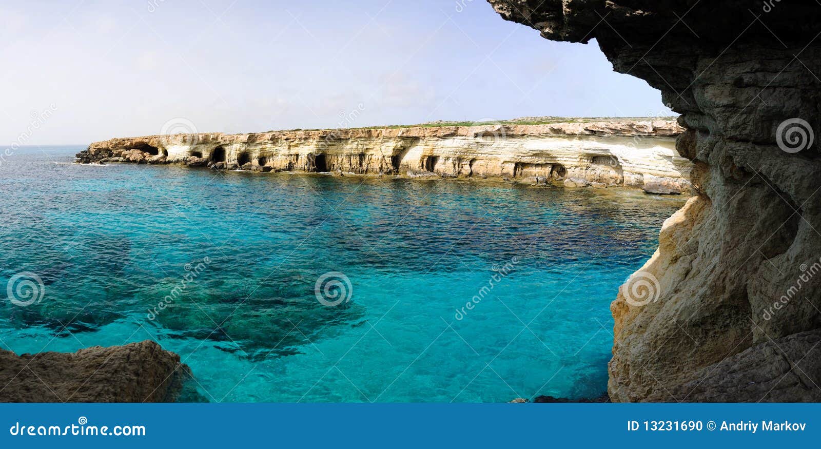 Blue marina and sea caves stock photo. Image of nature 13231690