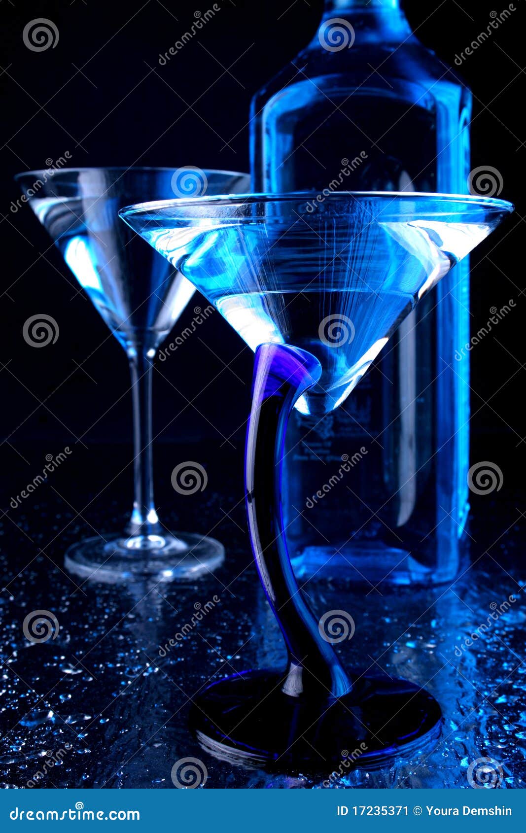 Blue martini glasses stock image. Image of background 17235371