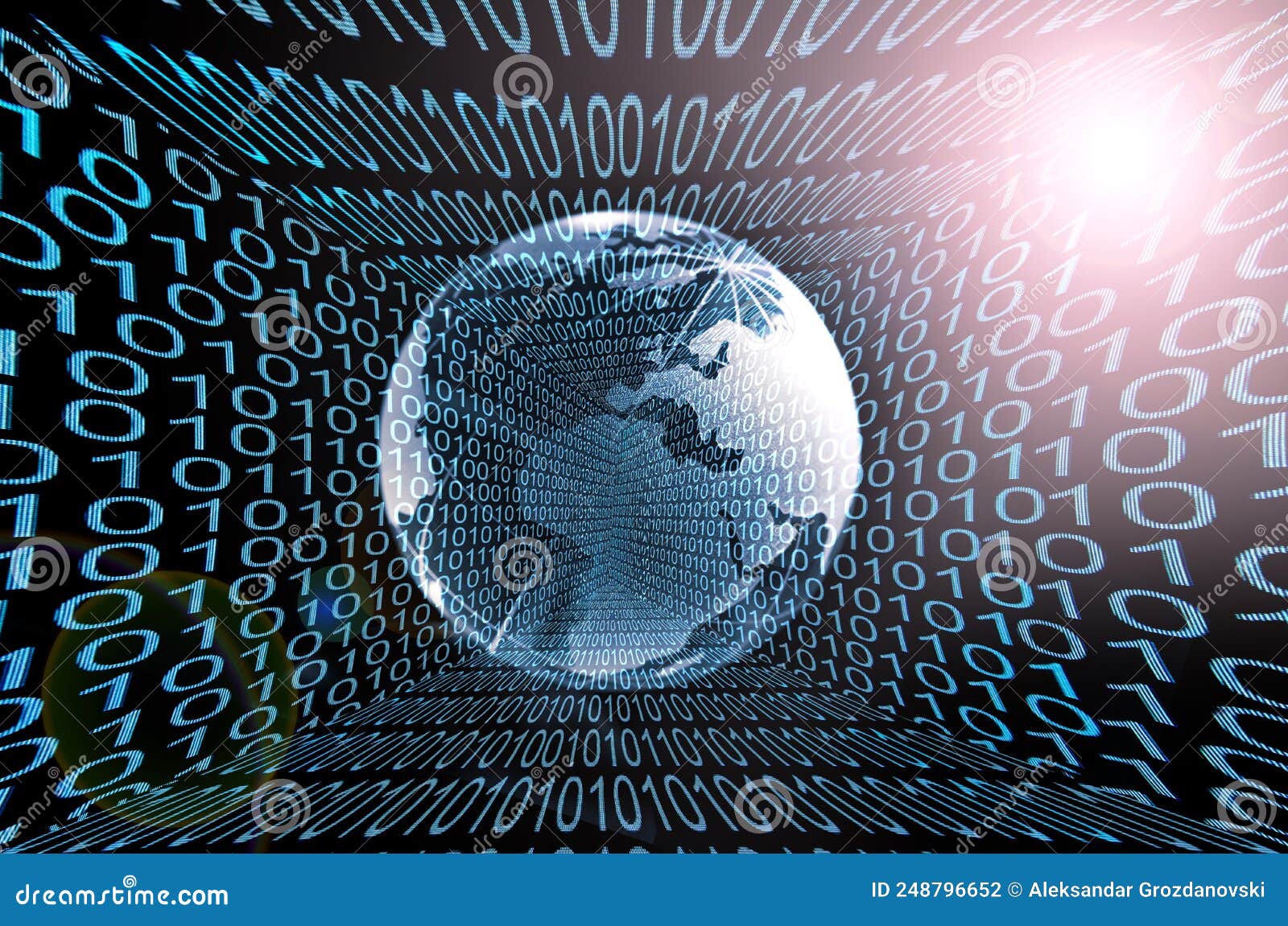 blue matrix background of binary numbers. matrix of computer data. glowing green and blue one and zero numbers background