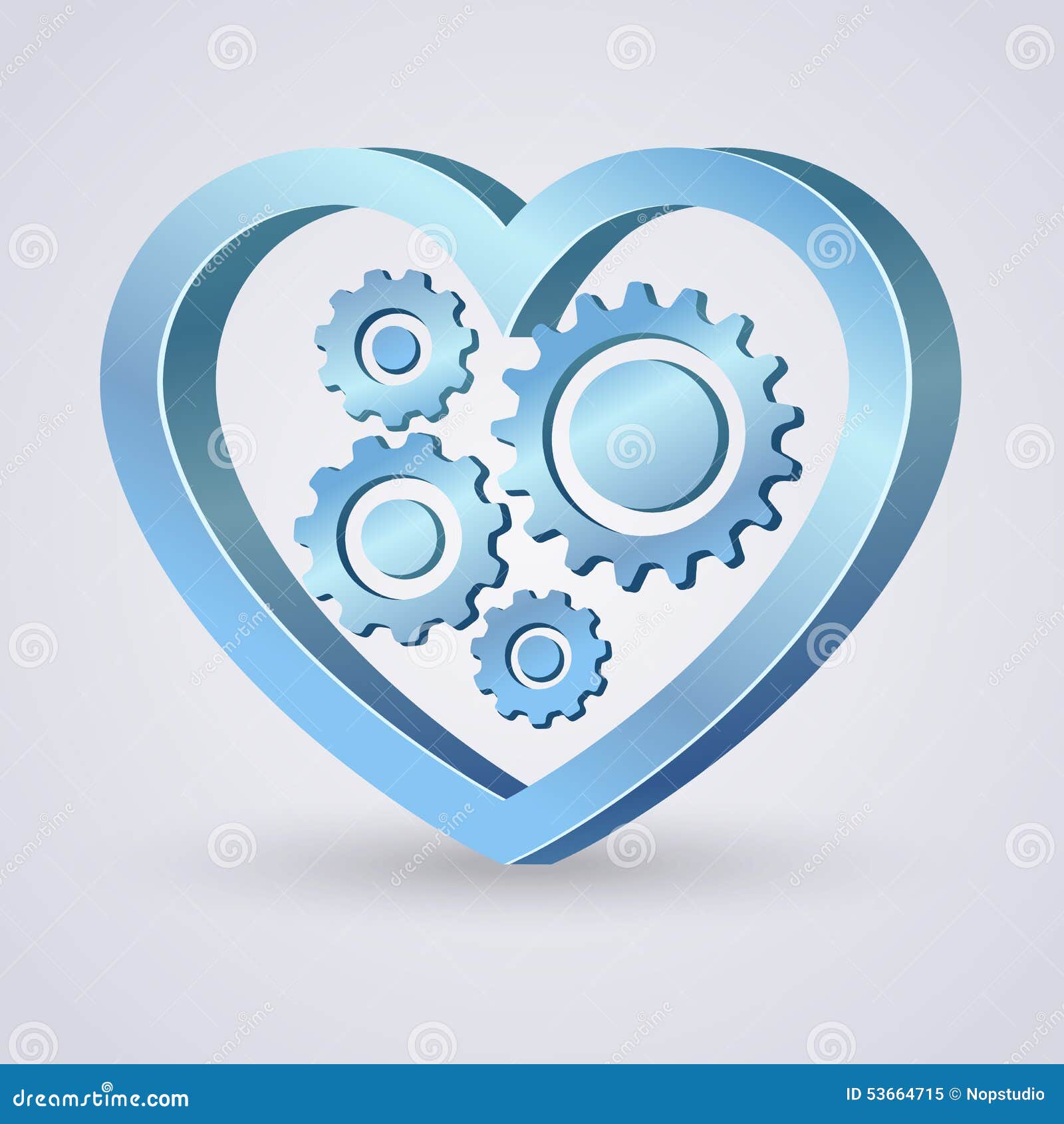 Blue mechanical heart stock vector. Illustration of vector 53664715