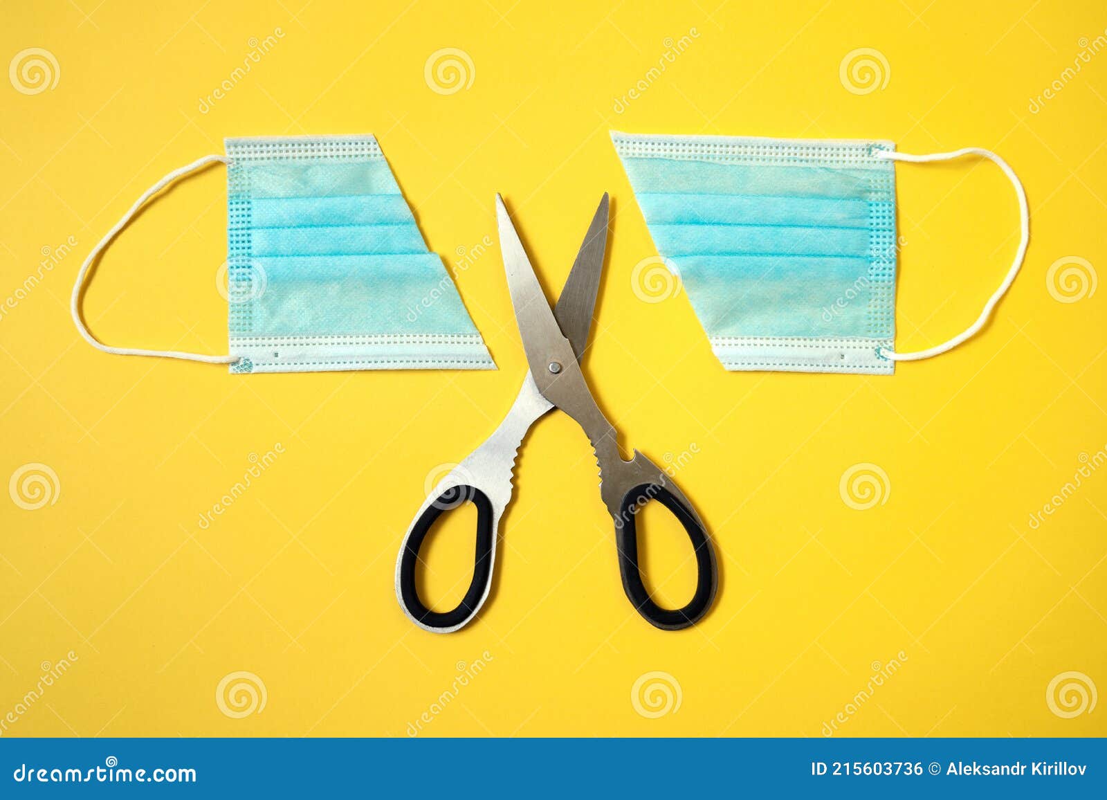 Blue Medical Mask Cut into Two Halves Stock Photo Image of covid