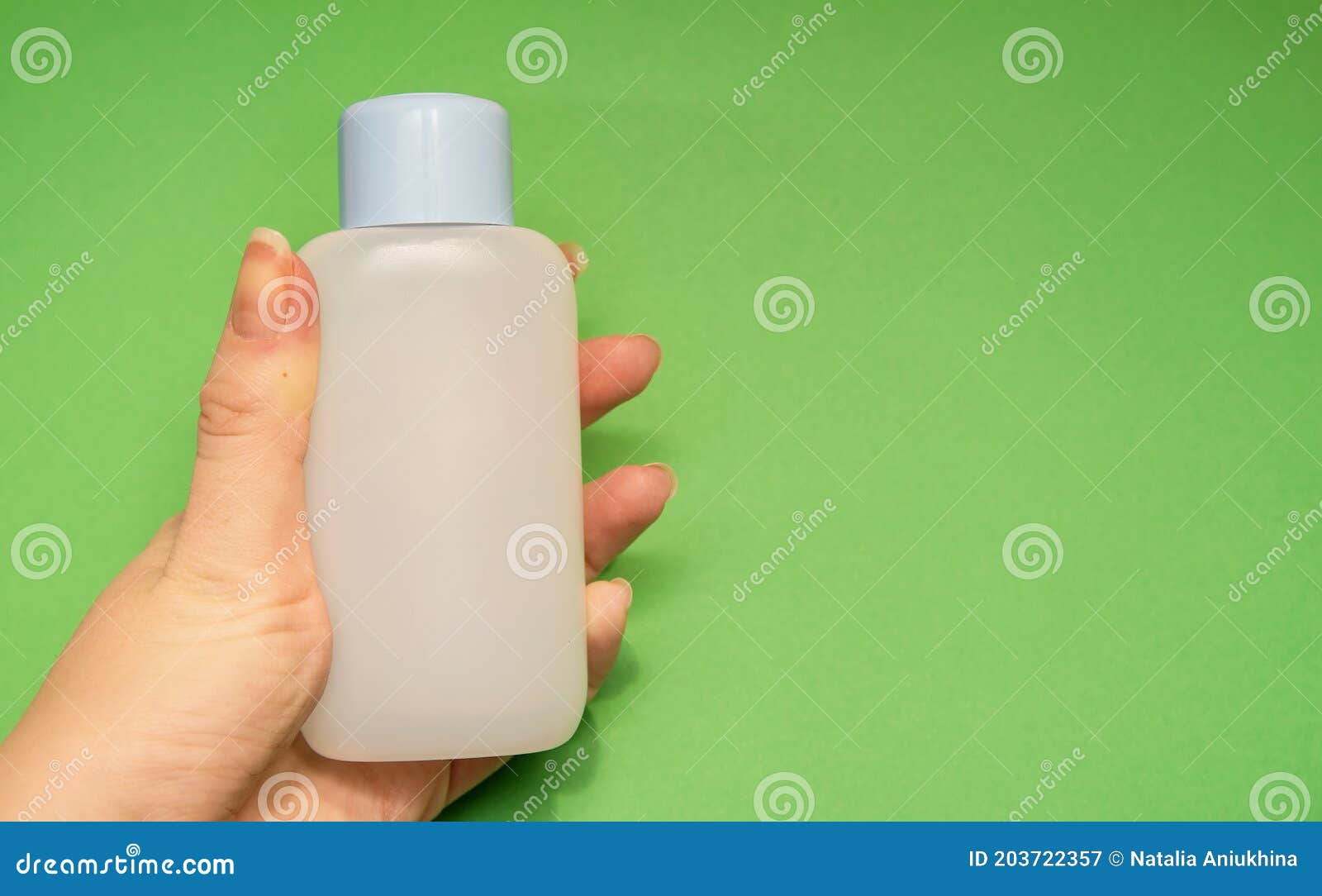 Blue Medicine Bottle in Left Female Hand Stock Image Image of bottle