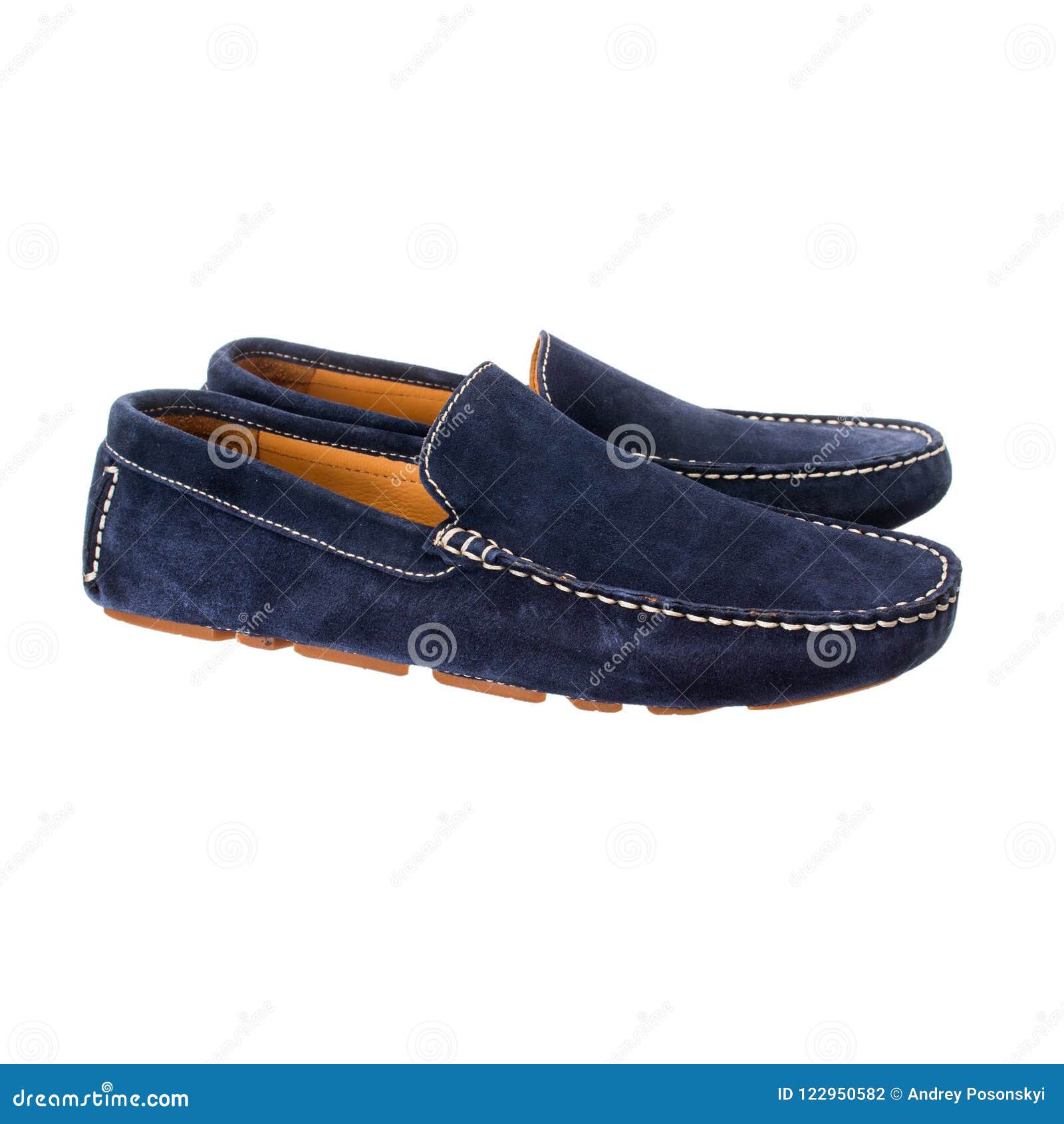 Blue Men`s Moccasins of Suede Unpolished Leather Stock Photo - Image of ...