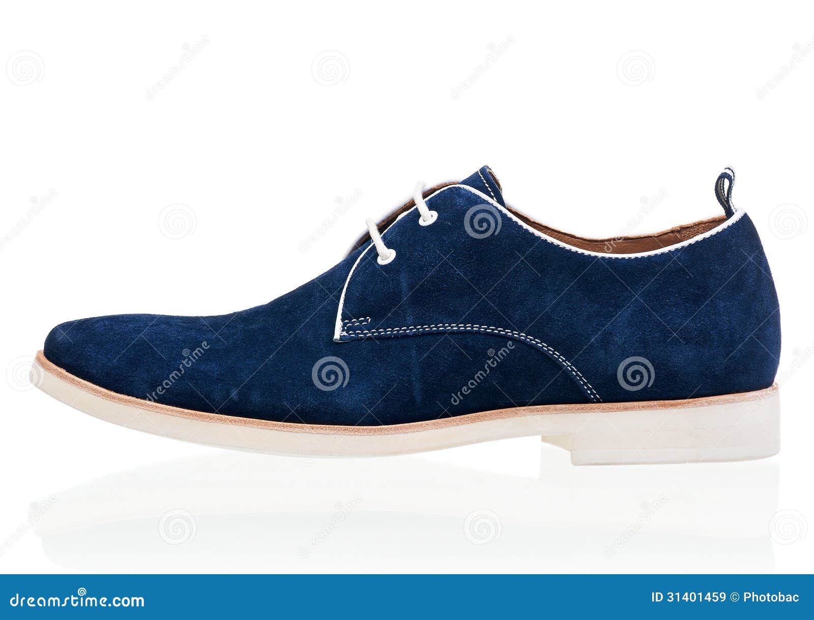Blue Men Shoe Isolated Over White Stock Image - Image of chamois ...