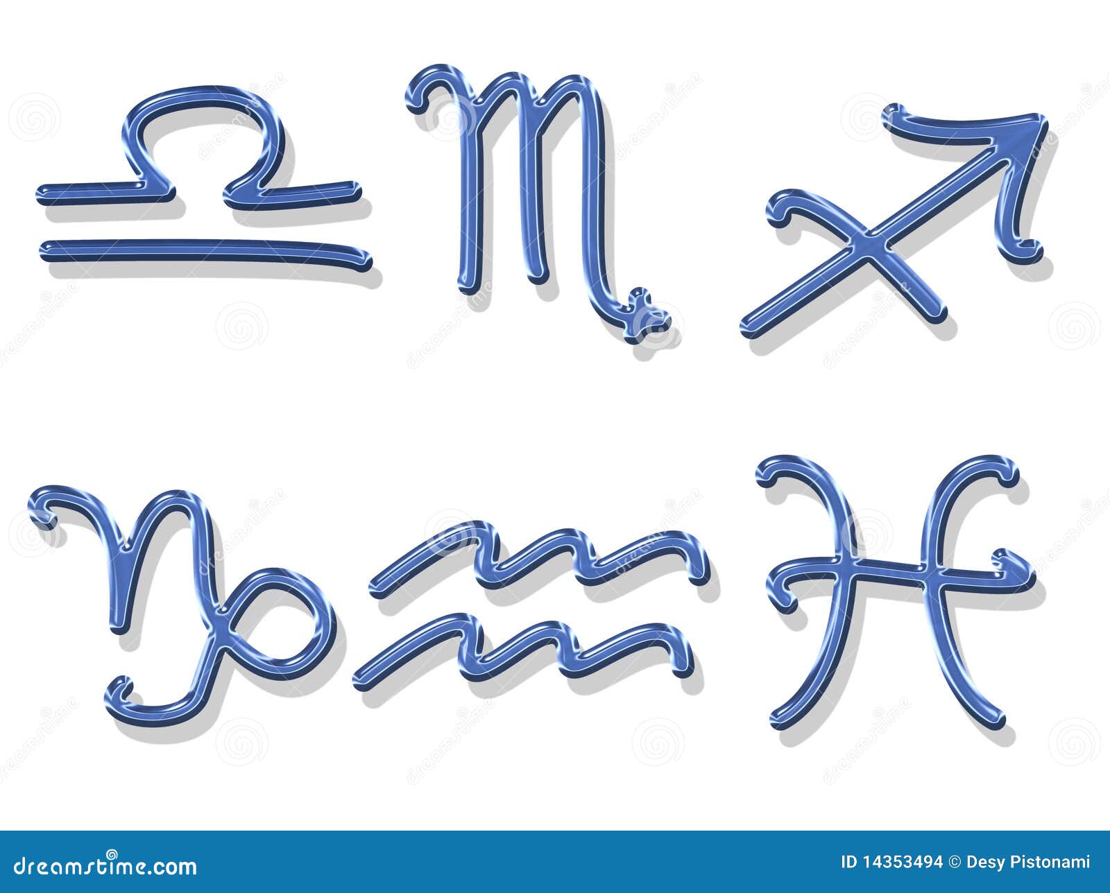 Blue metal zodiac set 2 stock photo. Illustration of icons 14353494