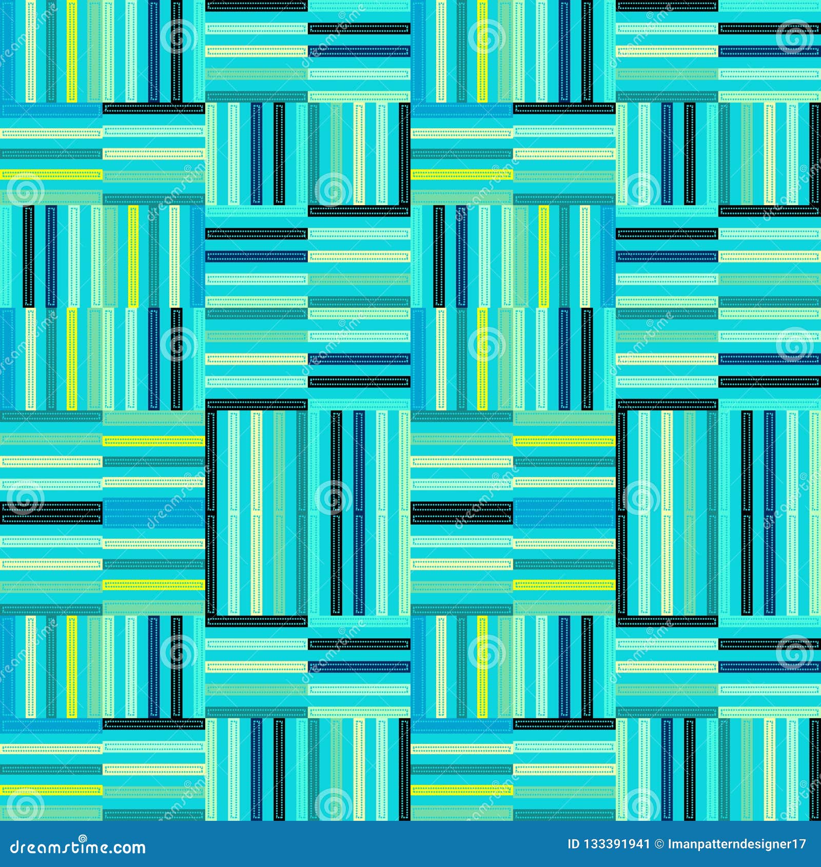 Blue and Mint Green Modern Stripes Repeating Pattern Stock Vector