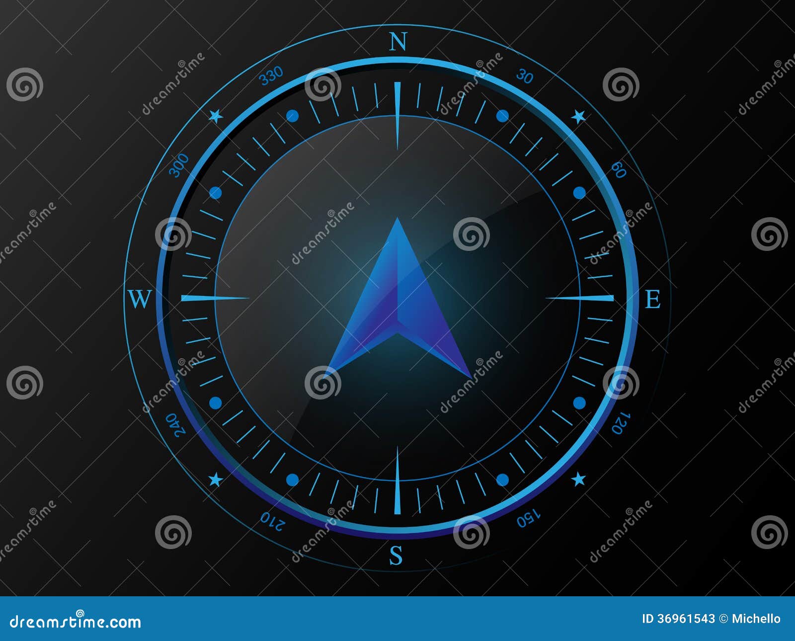 Blue modern compass stock vector. Illustration of latitude - 36961543