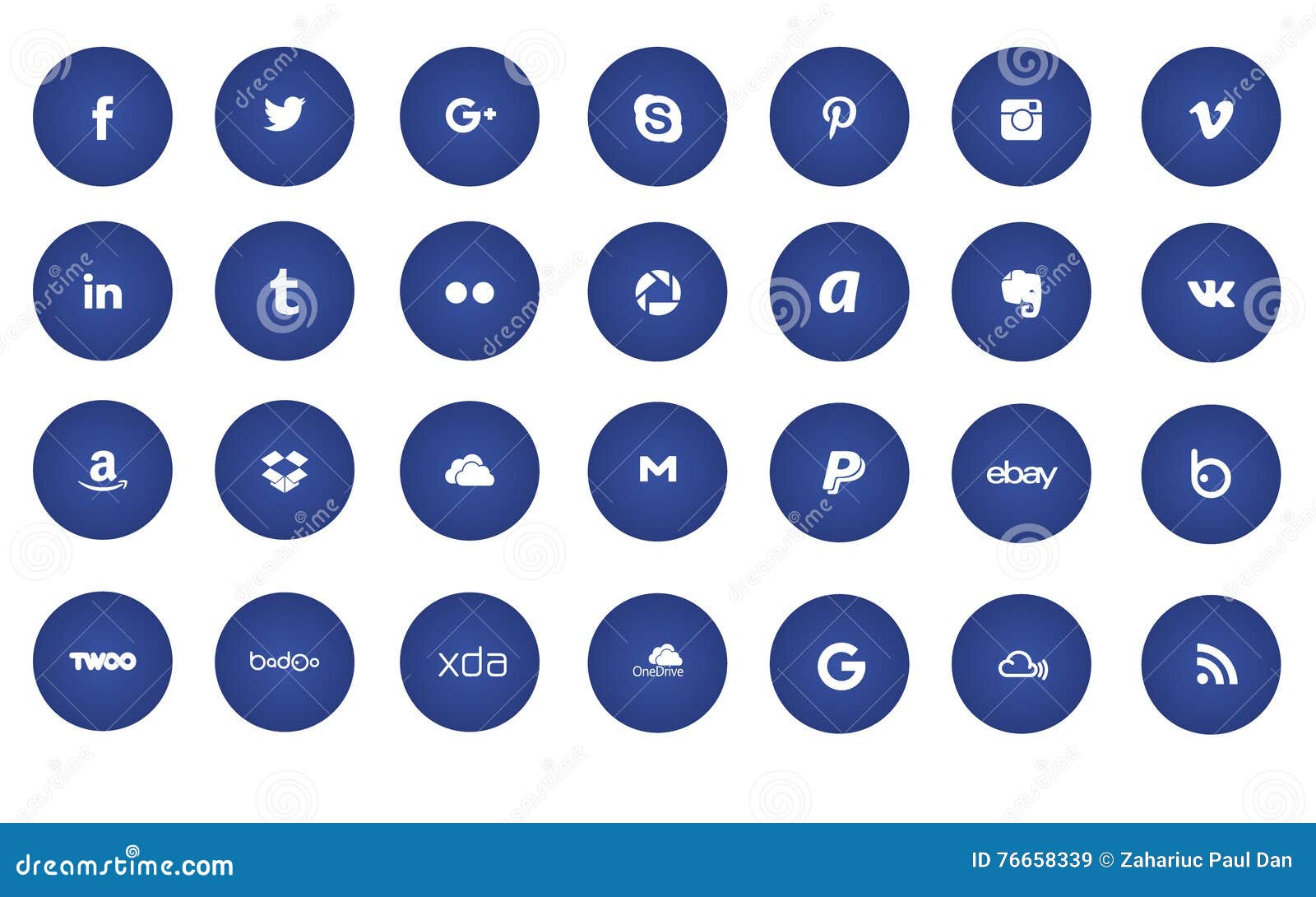 Blue Modern Social Media Icons Editorial Stock Image Illustration Of