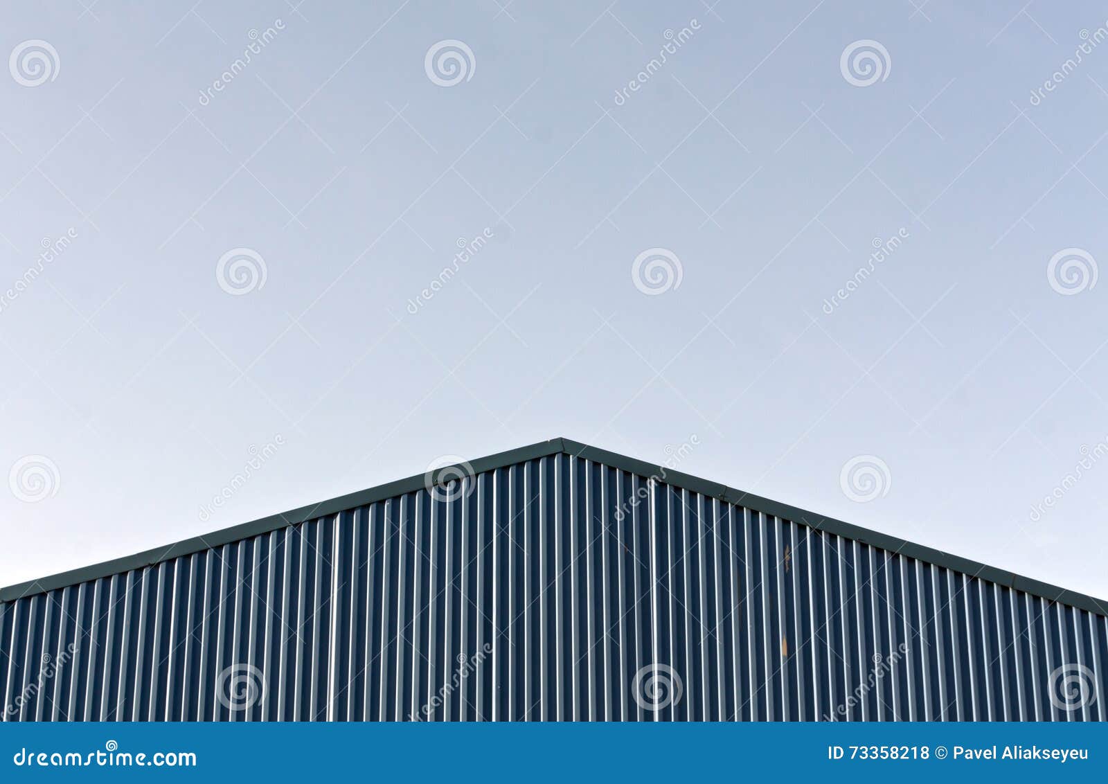 Blue Modern Warehouse Roof Against Blue Sky. Stock Photo - Image of ...