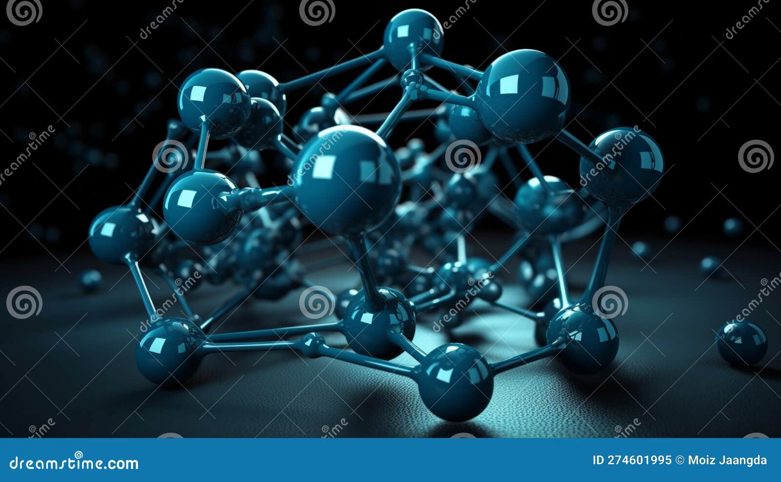 Blue Molecule Structure 3D Illustration Stock Illustration