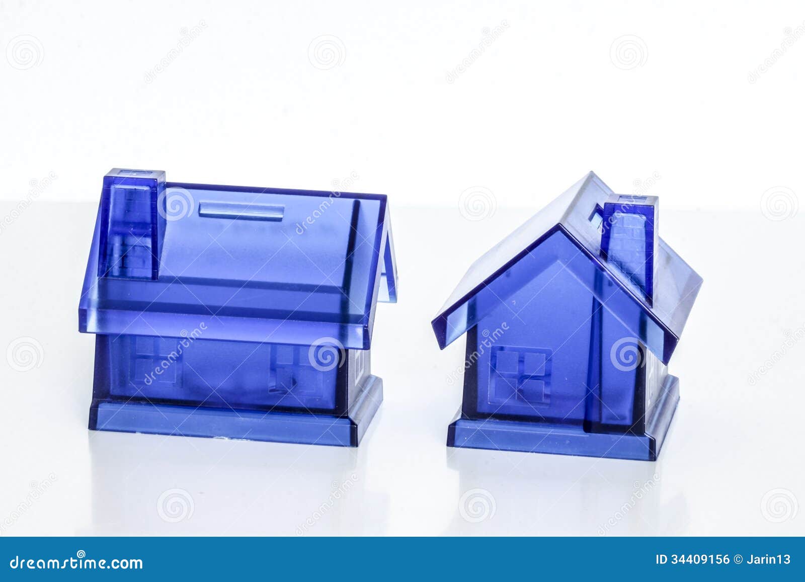 Blue money boxes house stock photo. Image of save, investment 34409156
