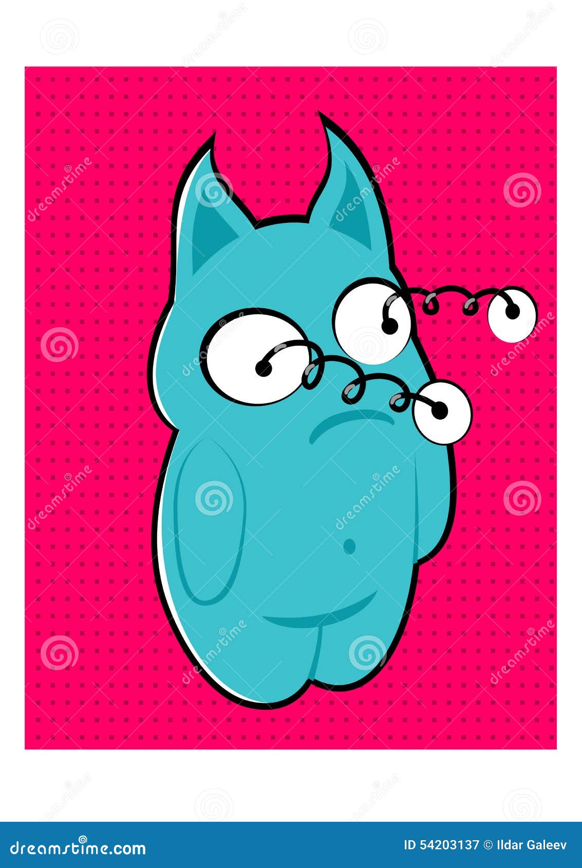 Blue Monster with Bulging Eyes Stock Vector Illustration of character
