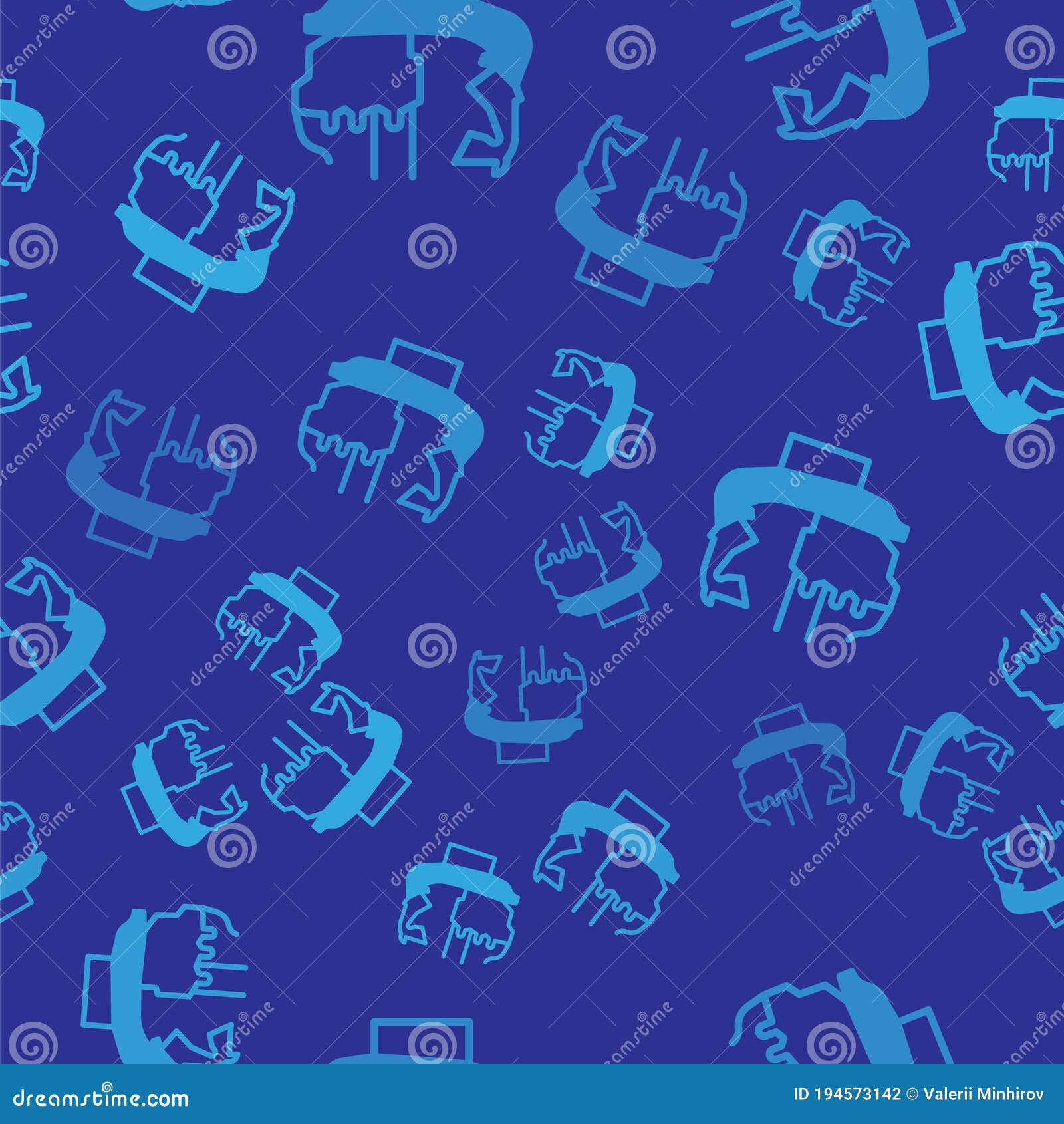 blue monument to founders of kiev icon  seamless pattern on blue background. statue of kyi, shchek, horyv and
