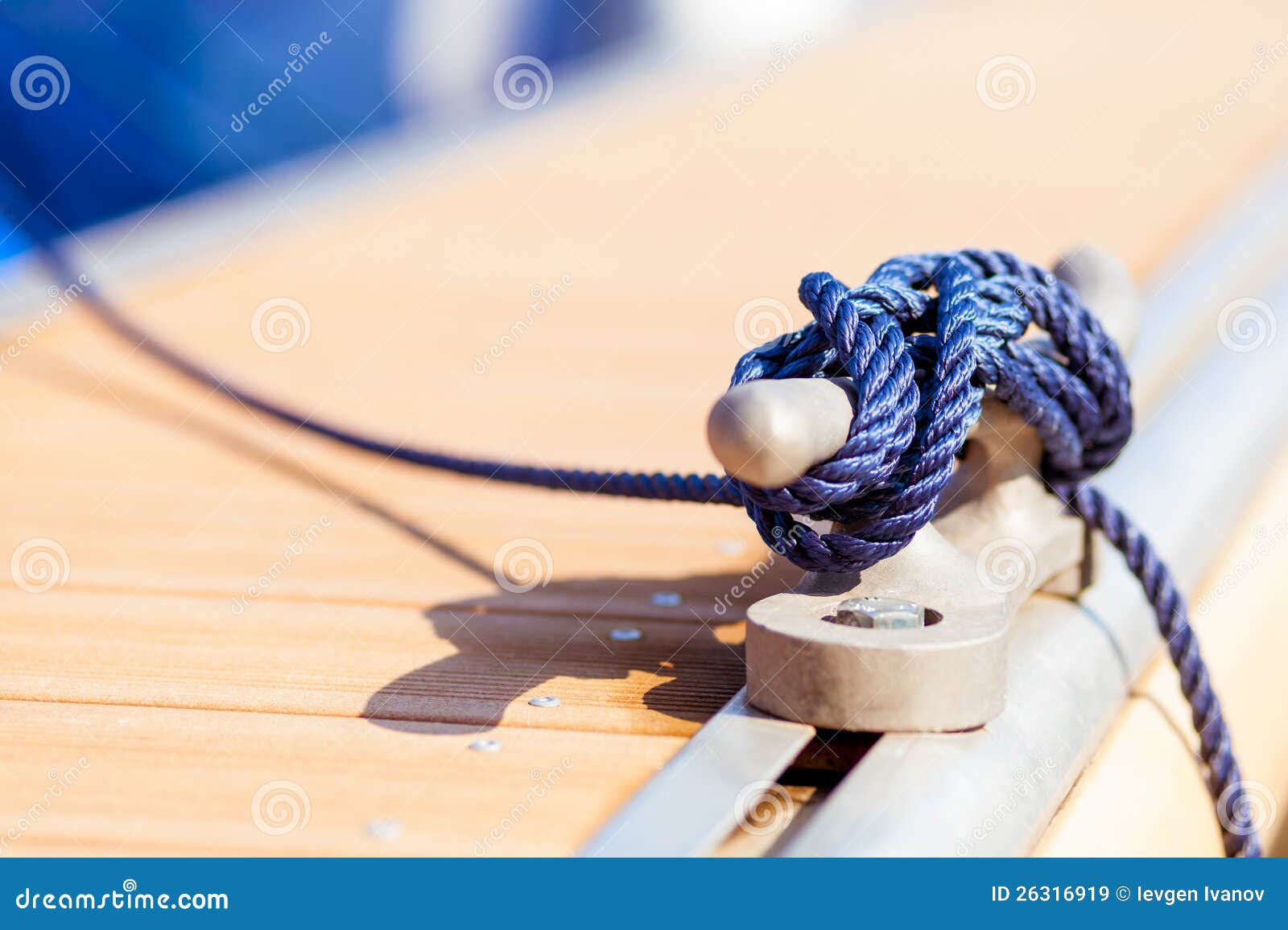 Blue mooring rope on ship stock image. Image of fixation - 26316919